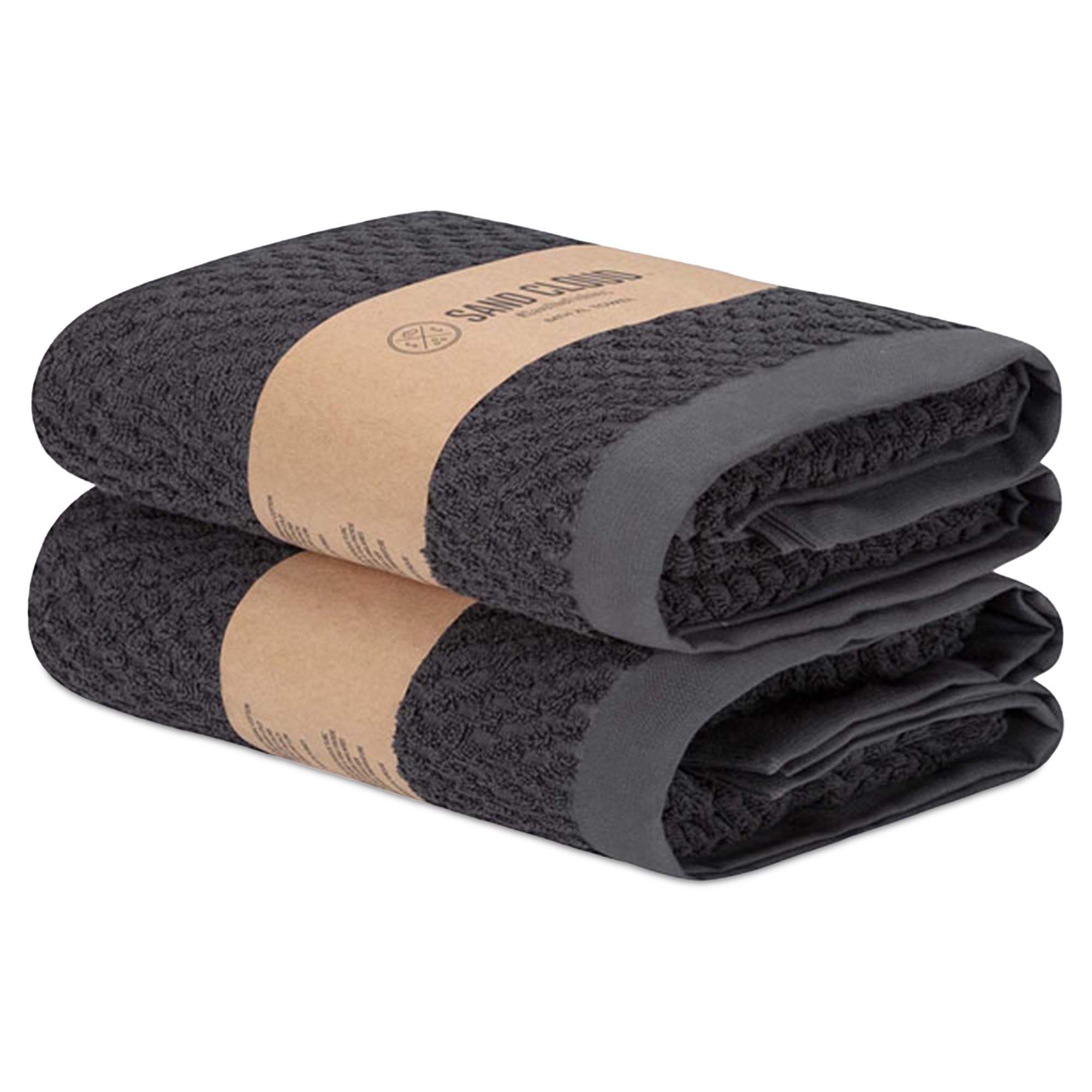 Premium Sand Cloud Turkish Bath Towels Set of 2 - Extra Large Atom Charcoal - Ultra Soft Organic Cotton, Highly Absorbent & Quick-Drying - Luxury Bath, Beach & Spa Towels for Home & Travel