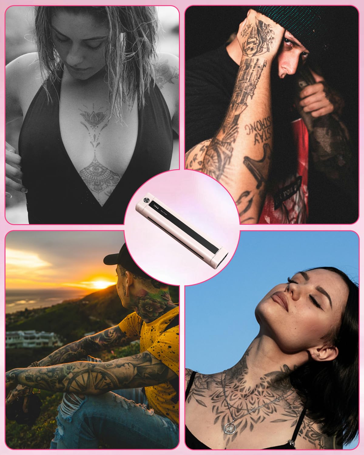 Upgraded Bluetooth Thermal Tattoo Stencil Printer Machine - Wireless Tattoo Transfer Printer for Artists, Compatible with Smartphone Tablet PC - Includes 10 Stencil Papers - Perfect for Professional Tattoo Studios & Home Artists