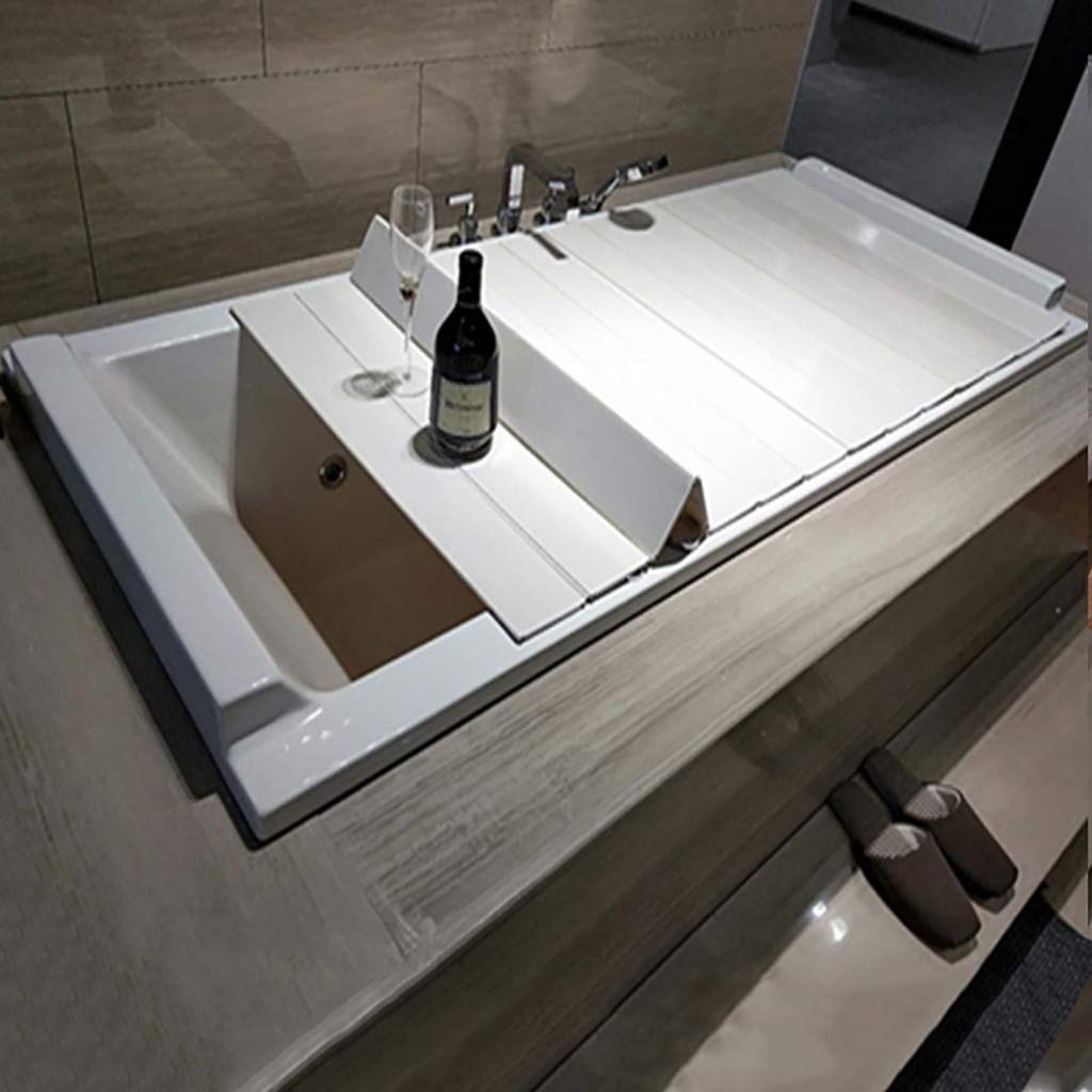 White PVC Folding Bathtub Cover - Dustproof & Insulating Bath Tub Protector (165x70x0.6cm) - Perfect for Bathroom Storage & Winter Heat Retention