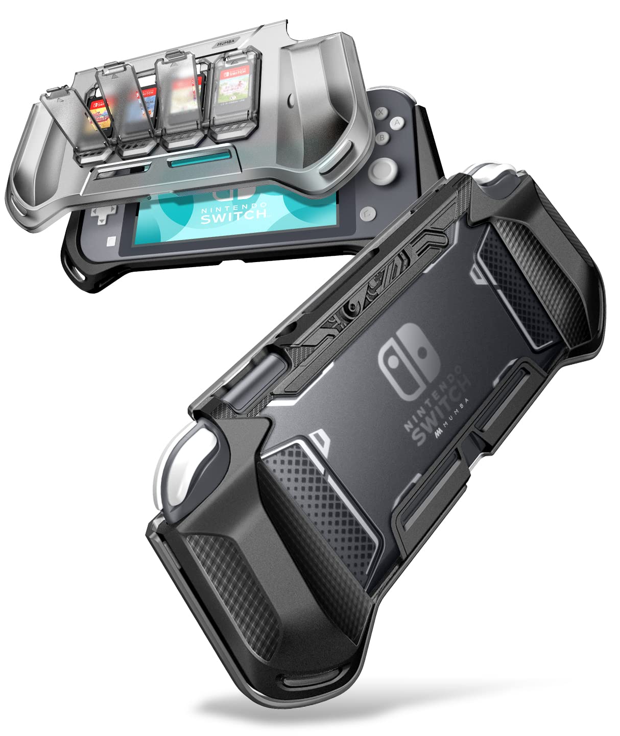 **Mumba BladePro Series Protective Case for Nintendo Switch Lite (2019) - Shockproof TPU Cover with 4 Game Card Holder, Dustproof Front Cover, Portable Accessories - Perfect for Gaming On-The-Go & Travel (Pro Black)**