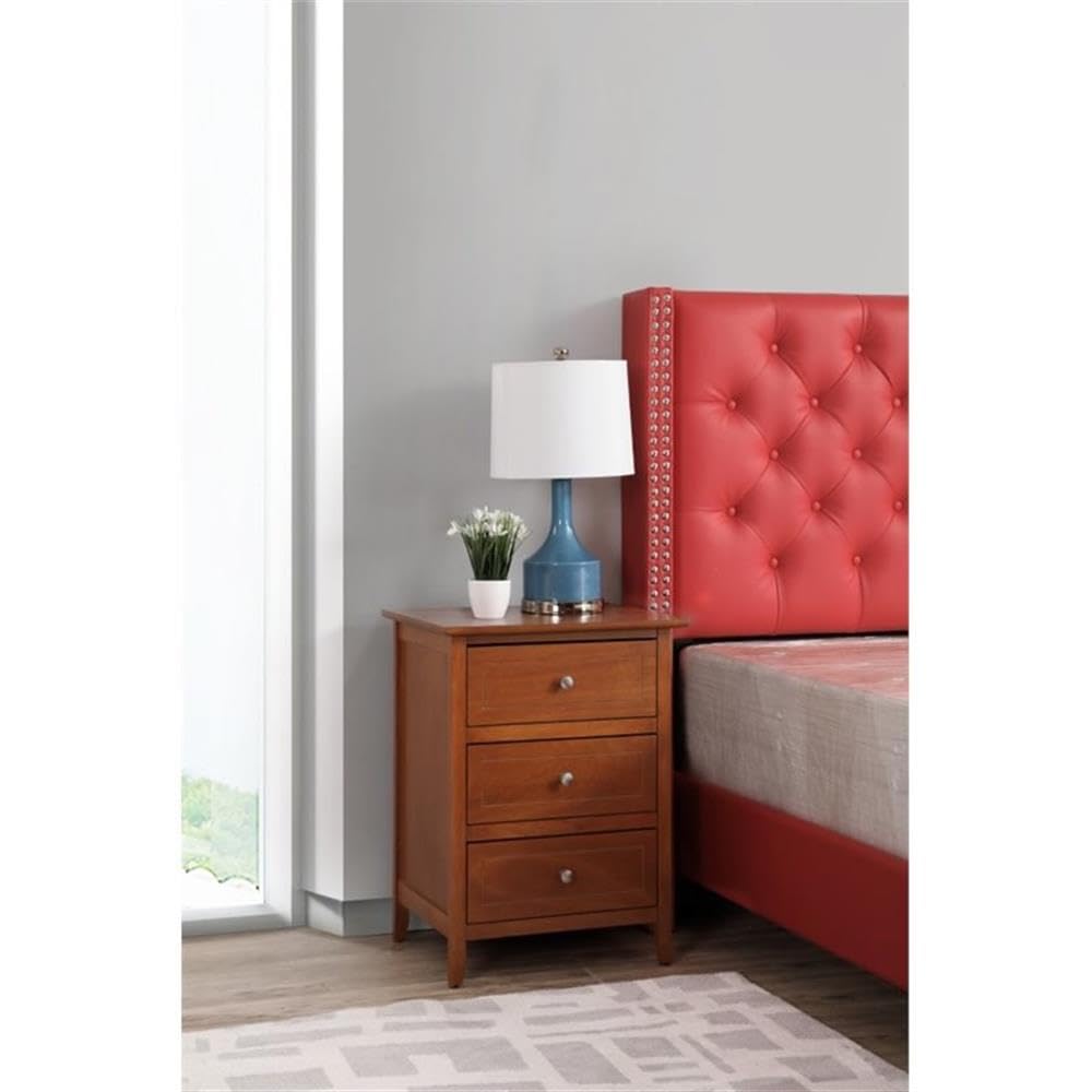 Glory Furniture Daniel 3-Drawer Oak Nightstand - Bedside Table for Bedroom, Living Room & Guest Room Storage