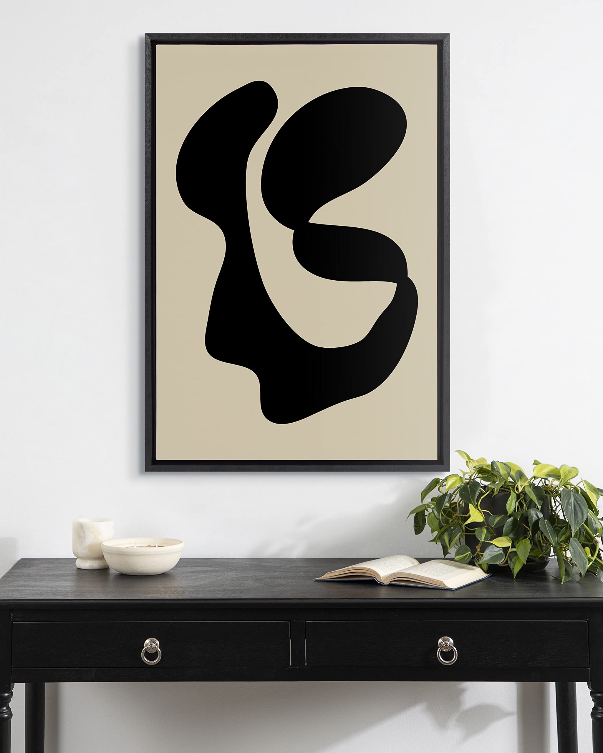 Kate & Laurel Sylvie Abstract 10 Framed Canvas Wall Art - 23x33 Inch Black Modern Painting - Home & Office Decor for Living Room, Bedroom, Dining Area