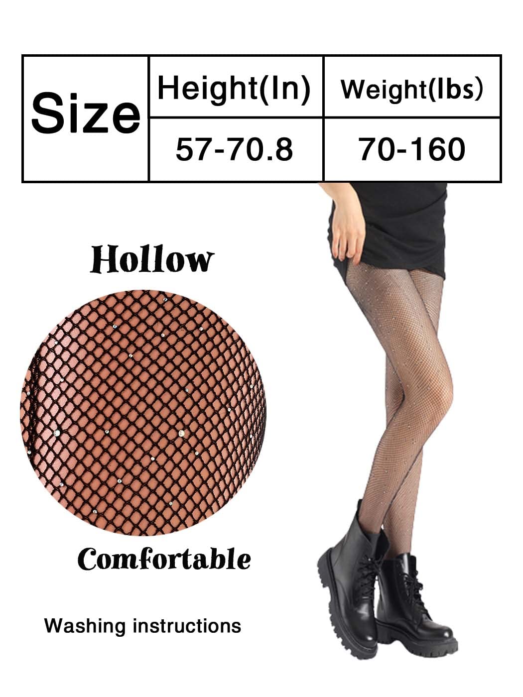 Sparkly Rhinestone Fishnet Stockings for Women - High Waist Thigh High Pantyhose, Party & Date Night