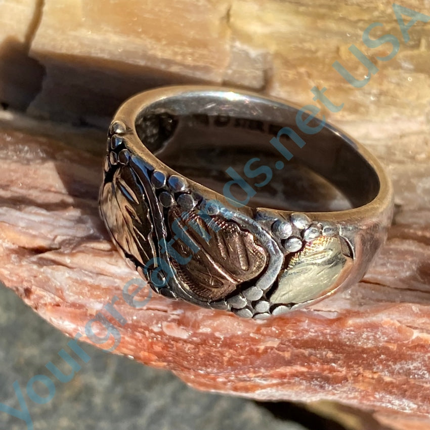 Vintage 12K Gold & Sterling Silver Tri-Color Ring for Women - Elegant Stackable Band for Everyday Wear, Gift Giving & Special Occasions