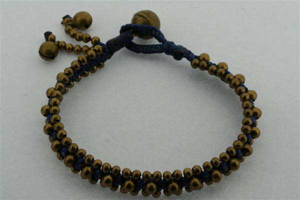 Narrow 3 Bell Bead Bracelet in Navy Blue - Stylish Boho Accessory for Women, Perfect for Music Festivals & Everyday Wear