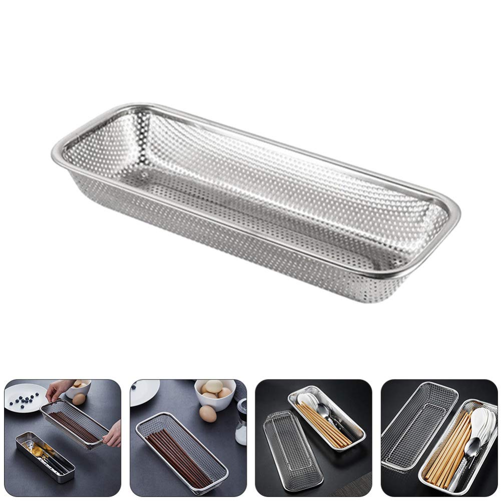 DOITOOL Mesh Silverware Tray Organizer for Kitchen Drawer - Stainless Steel Cutlery & Utensil Storage Solution - Perfect for Organizing Forks, Spoons, Knives in Home, Office or Bathroom - Space Saving Kitchen Accessory (Silver, 1-Pack) - Ideal for Meal Prep, Entertaining & Daily Use