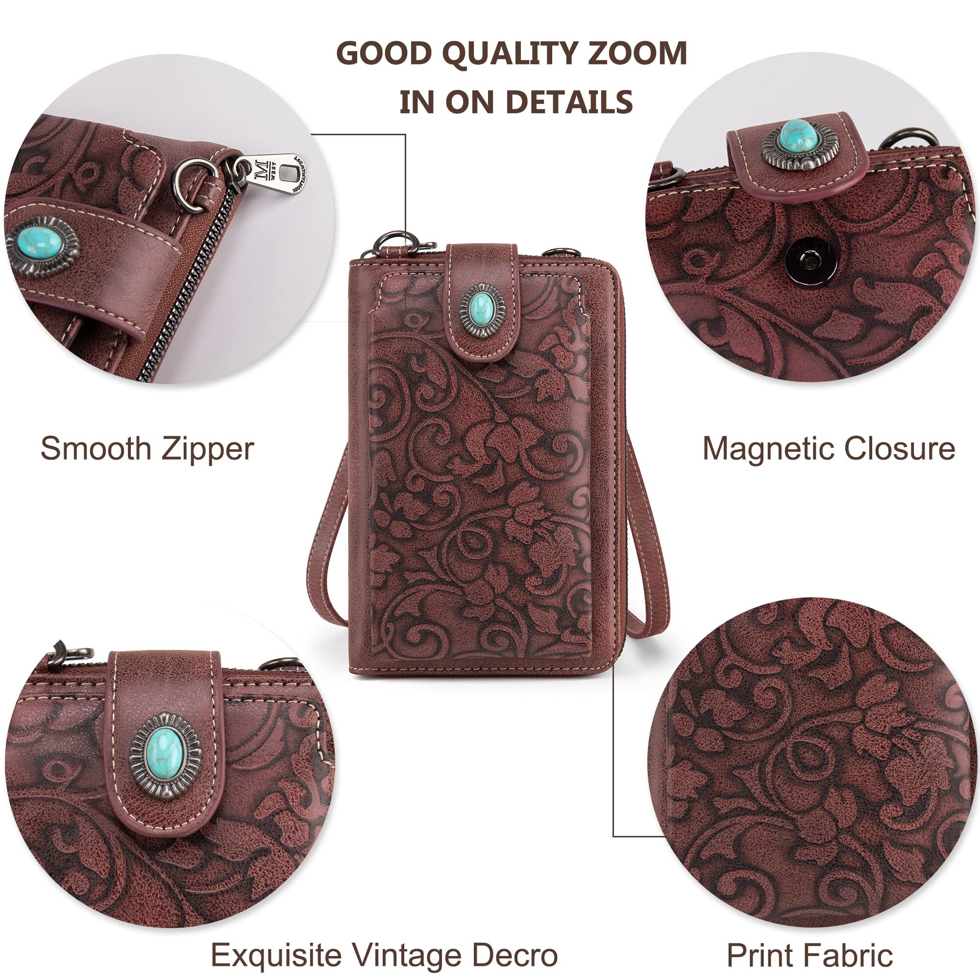 Montana West Small Crossbody Bags for Women - Western Style Leather Handbag with Multiple Cash Slots & Card Pockets - Perfect for Travel, Shopping & Everyday Use