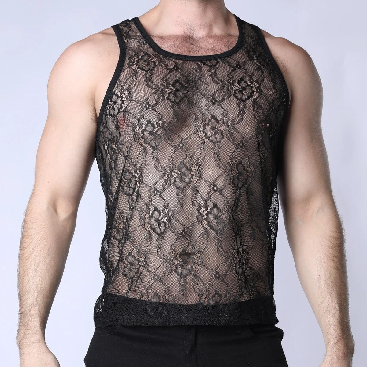 Timoteo Positano Black Lace Tank Top for Women - Elegant Summer Blouse, Perfect for Beach, Date Night & Casual Outfits