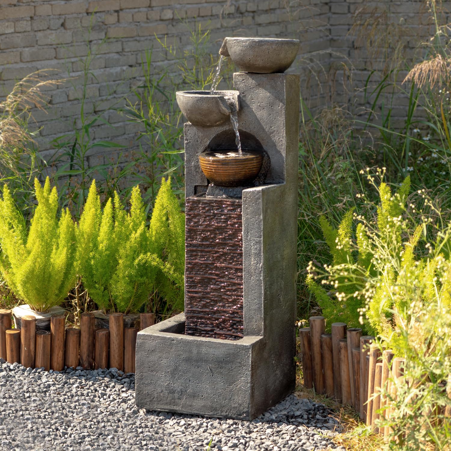 YZM Outdoor Garden Water Fountain with LED Lights - 42.91