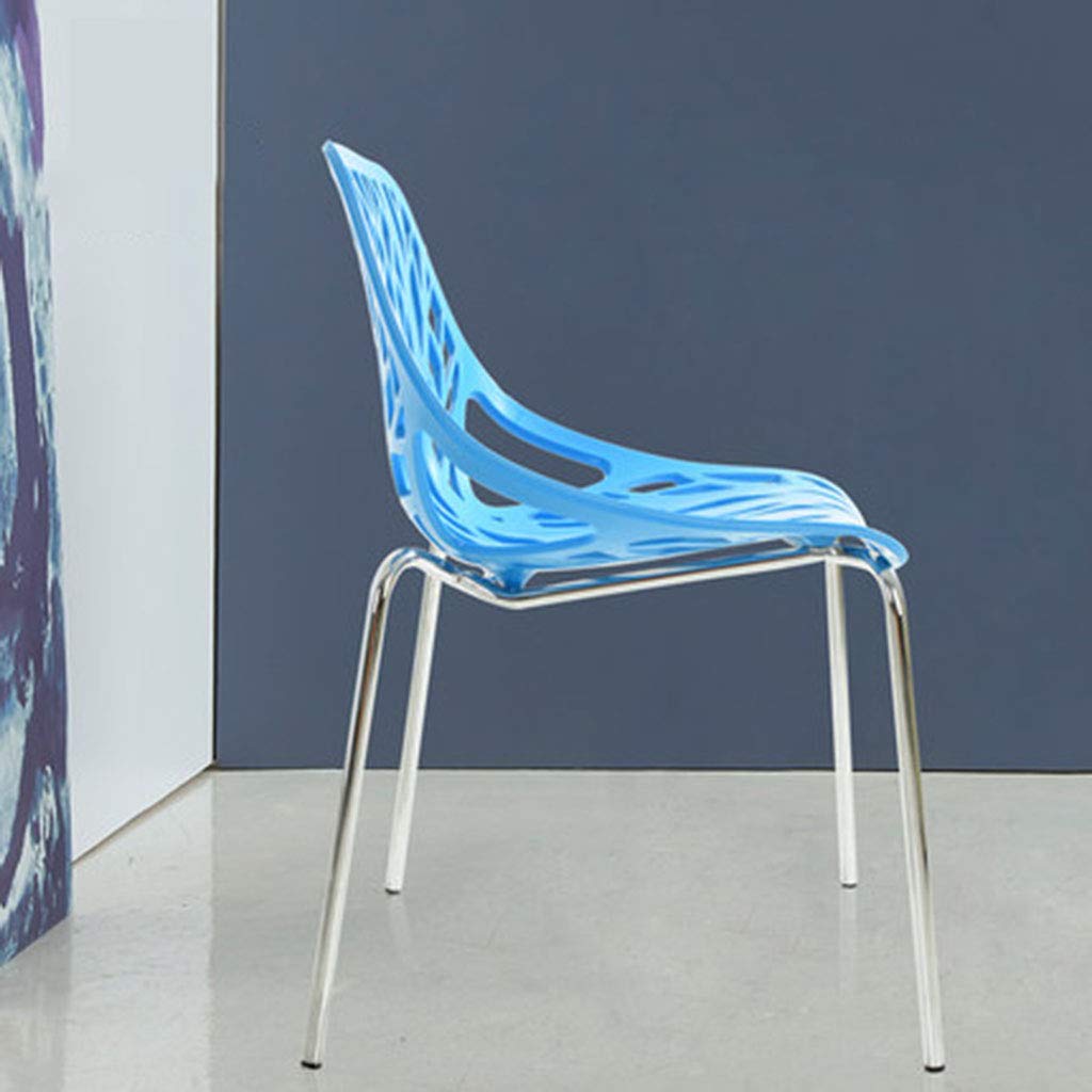 Modern Minimalist Dining Chair - Wrought Iron & Plastic Design for Home, Hotel, Restaurant - Blue - Perfect for Contemporary Dining Rooms & Cafe Settings