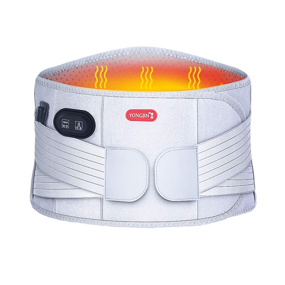 Lumbar Support Belt with Magnetic Therapy & Vibration Massage - Far Infrared Heat for Back Pain Relief - Strong Posture Corrector (White) - Ideal for Office Work, Driving & Daily Activities