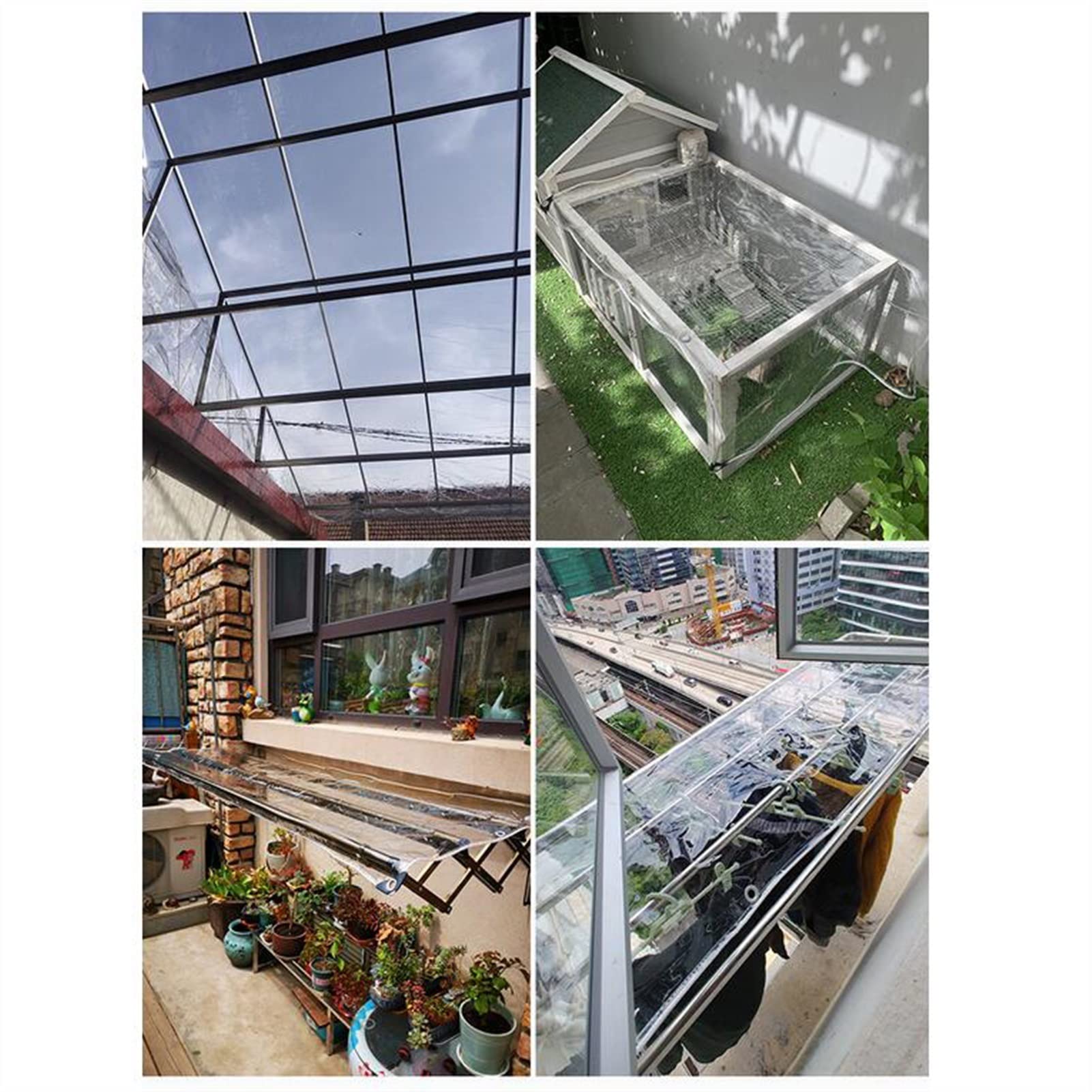Heavy Duty Clear Vinyl Tarps with Grommets - 450g/m² Waterproof Transparent Tarp for Outdoor Use (5x8ft) - Perfect for Patio Covers, Greenhouse Enclosures & Camping Protection