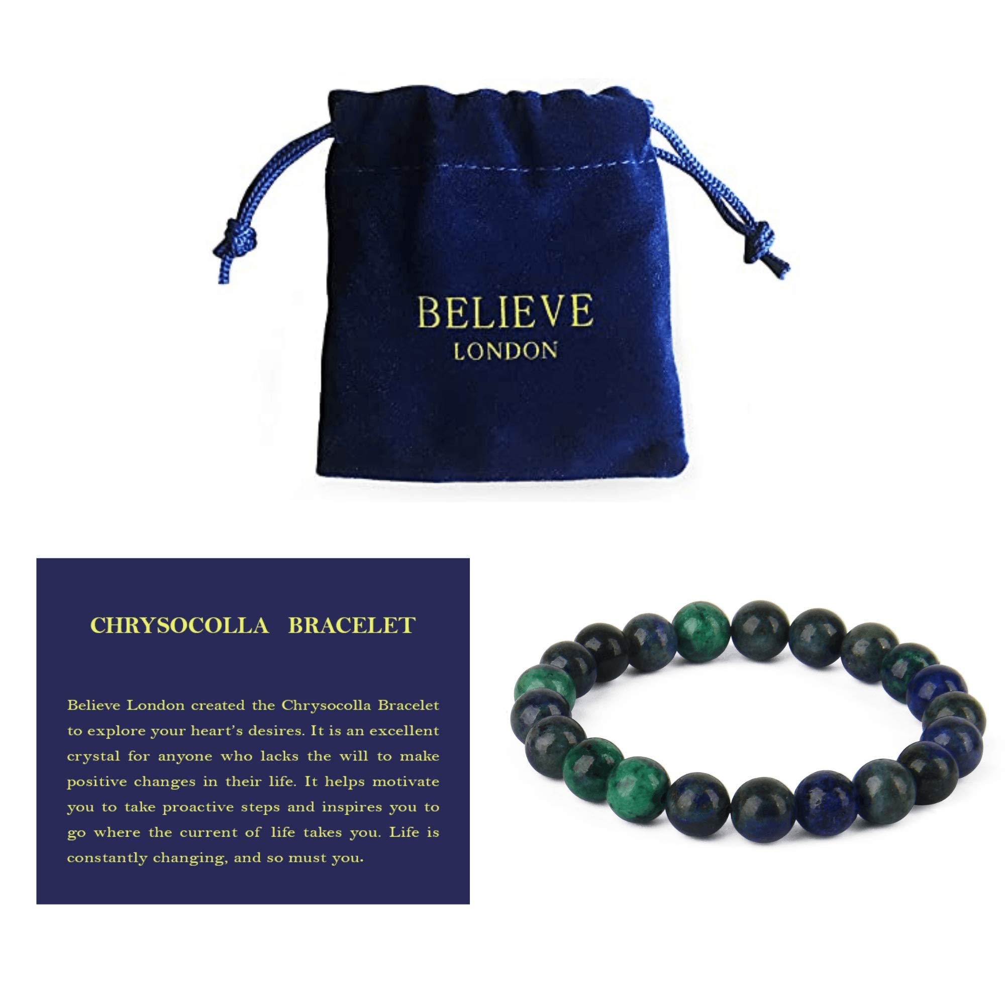 Believe London Gemstone Chakra Bracelet - Natural Healing Crystal for Anxiety Relief, Stress Reduction & Reiki Energy - Yoga Meditation Accessory - Semi-Precious Stone Jewelry for Spiritual Wellness & Positive Vibes
