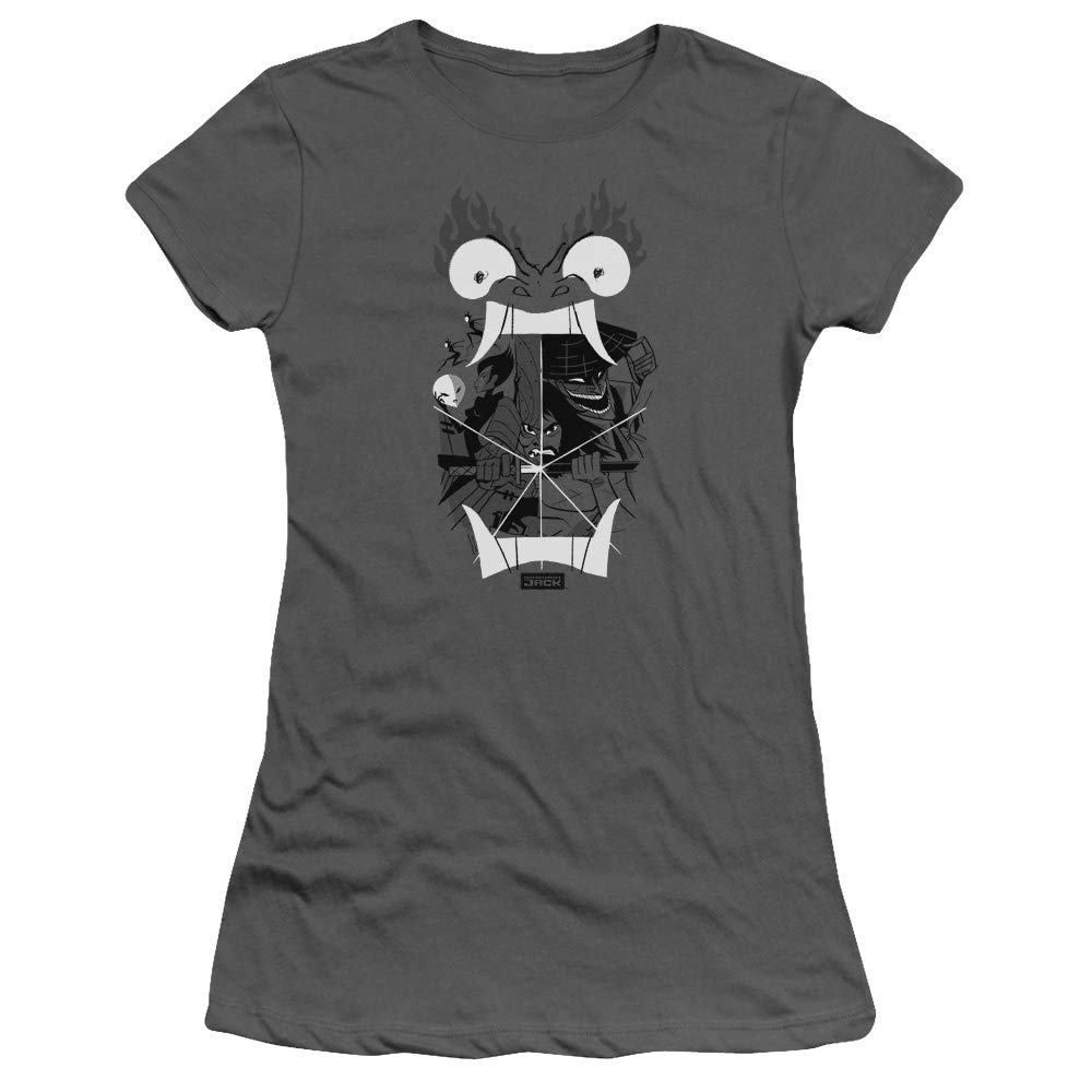 Trevco Samurai Jack Divisive Juniors' Sheer Fitted T-Shirt | Anime Graphic Tee for Girls & Teens | Casual Wear, Cosplay & Gift Idea
