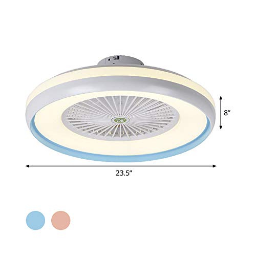 Modern Dimmable LED Ceiling Fan with Remote Control - 5-Blade Flush Mount Light Fixture for Kids Bedroom, Living Room & Dining Room - Energy Efficient Metal & Acrylic Design (Blue) | Perfect for Cooling & Lighting Your Home Spaces