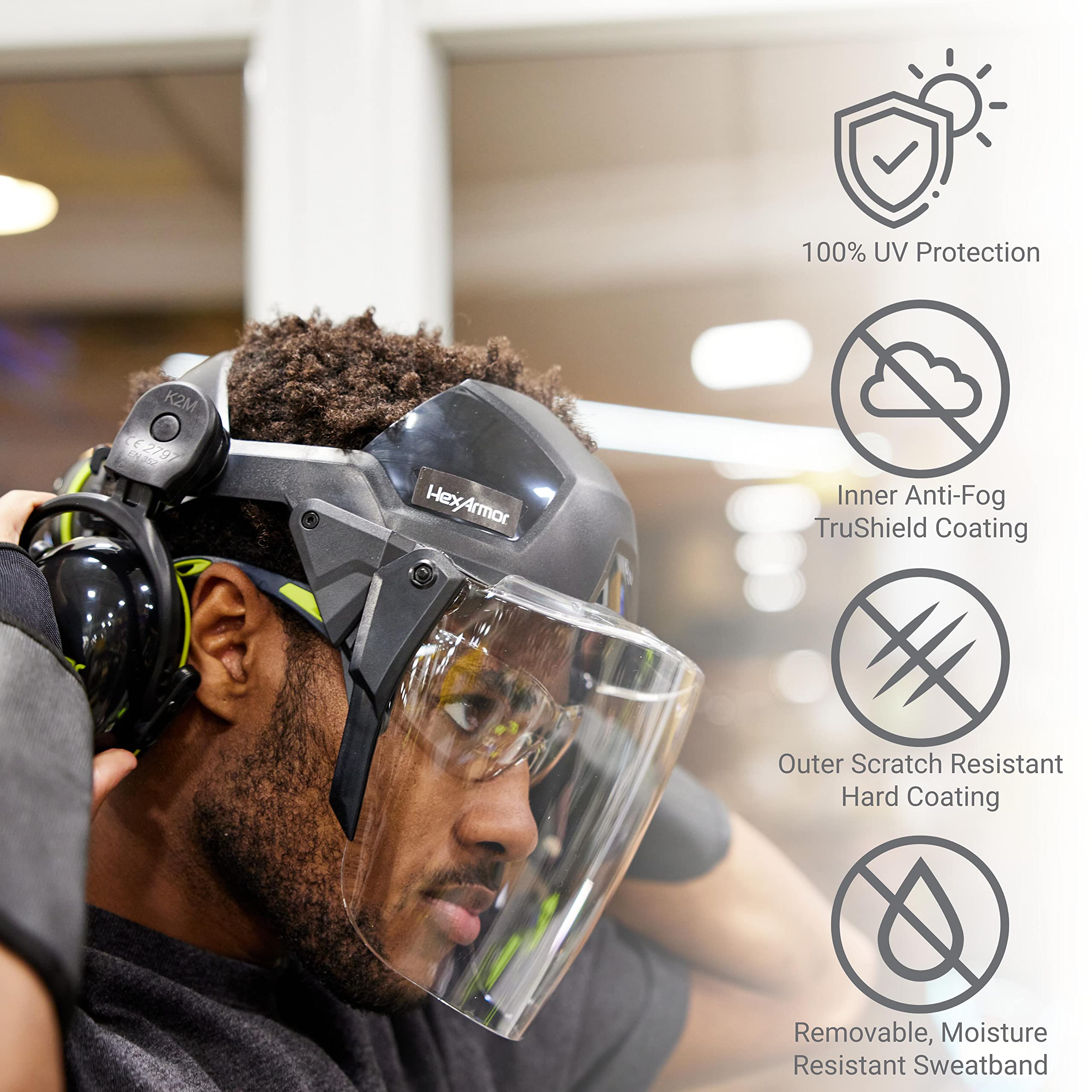 HexArmor Ultrex™ Anti-Fog Face Shield - Scratch Resistant Safety Protection for Construction, Healthcare & Industrial Use