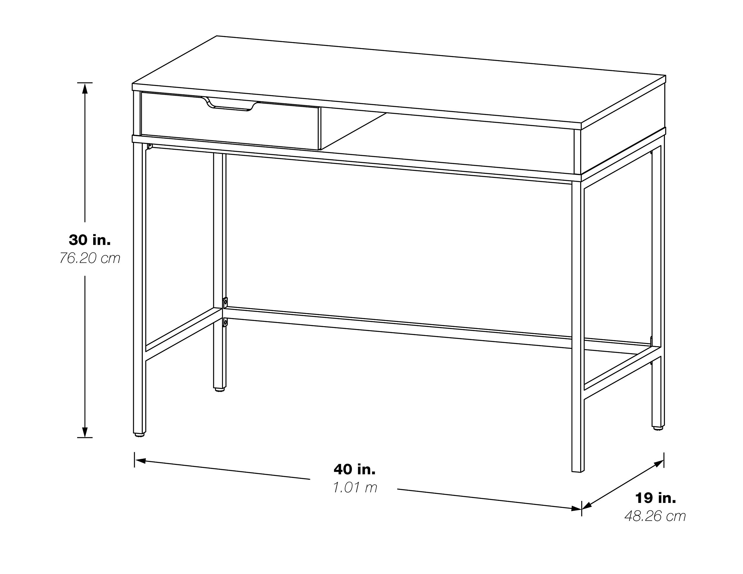OSP Home Furnishings Contempo 40-Inch Modern Home Office Desk with Drawer & Storage Shelf in Ozark Ash - Perfect for Small Spaces, Remote Work & Study Rooms