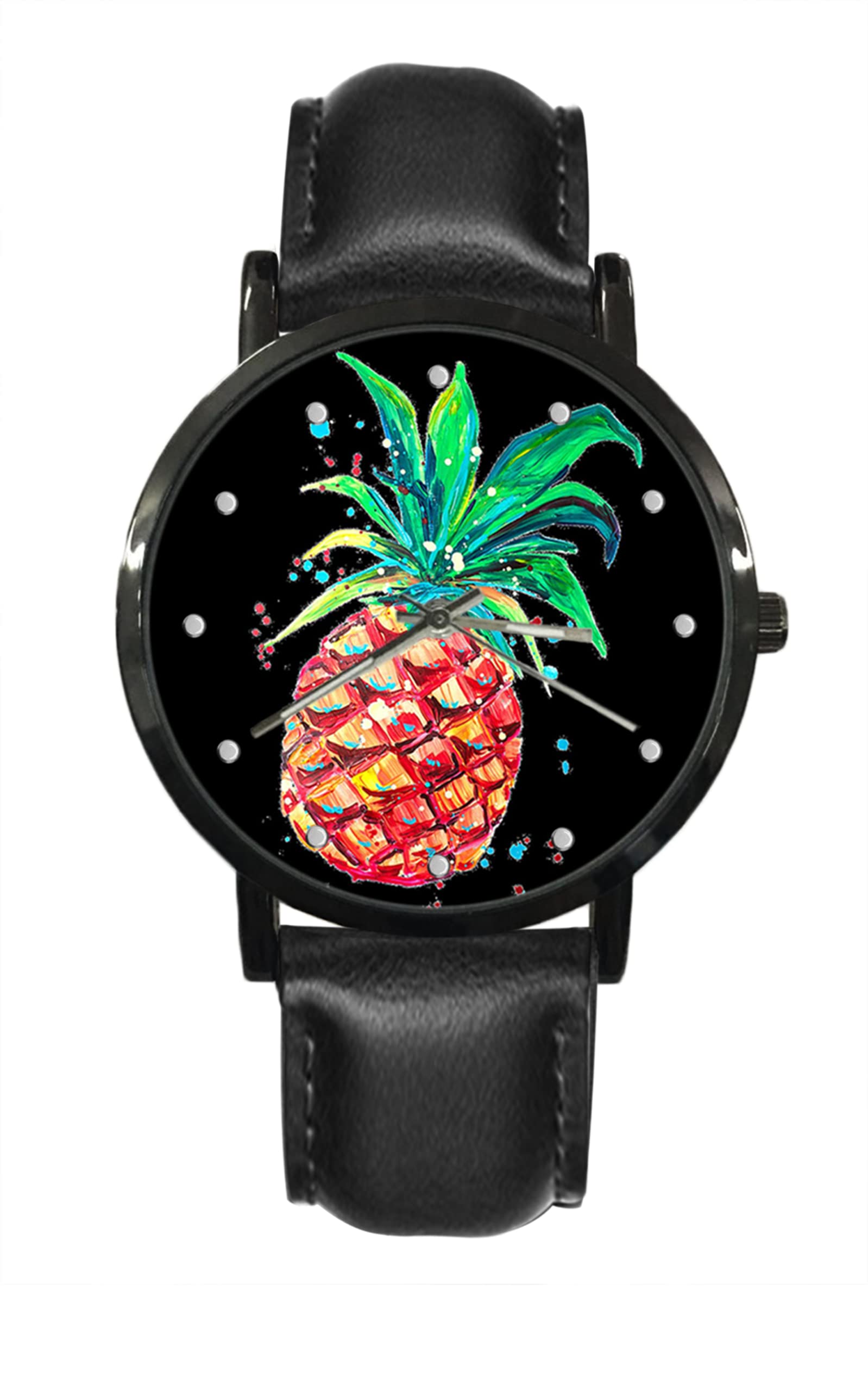Custom Personalized Leather Strap Watch for Men & Women - Elegant Black Casual Timepiece for Everyday Wear, Office & Special Occasions