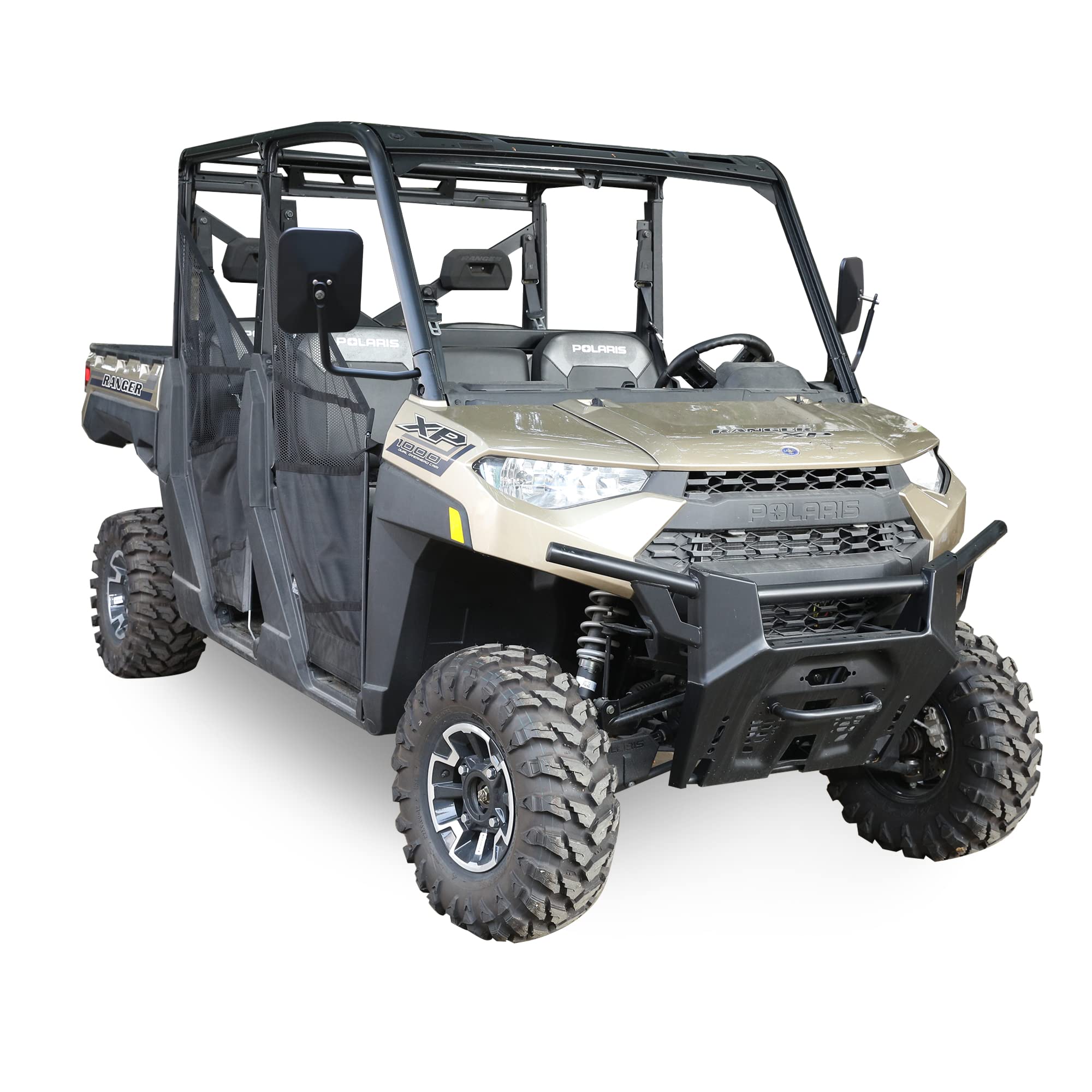 Heavy Duty Aluminum 360° Adjustable UTV Side Mirrors for 2015-2025 Polaris Ranger 1000/XP 1000 - Compatible with Roof & Windshield - Enhanced Rear Visibility for Off-Road Adventures & Work Sites