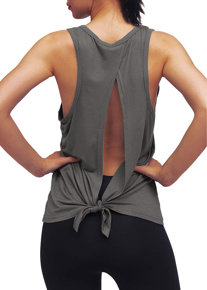 Women's Workout Yoga Tops - Open Back Shirts with Adjustable Tie Back Tank Tops for Gym & Yoga | Breathable Fitness Apparel for Pilates, Running & Active Lifestyle