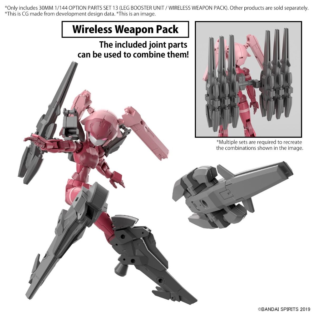 Bandai 30MM 1/144 Scale Option Part Set 13 - Leg Booster Unit & Wireless Weapon Pack for Custom Model Kits | Perfect for Gundam Builders and Sci-Fi Dioramas