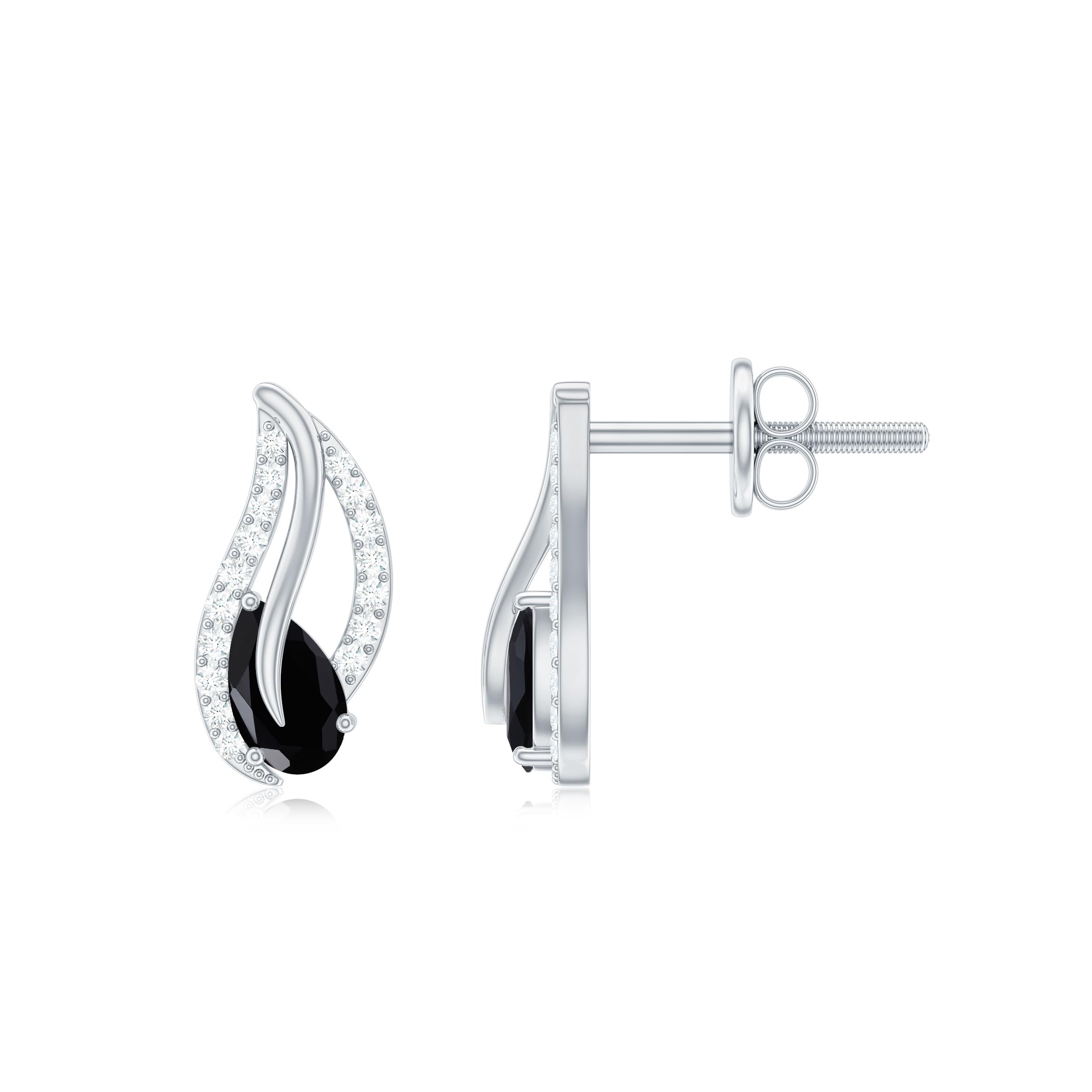 Certified AAA Quality Black Spinel Diamond Stud Earrings with Screw Back - Natural Spinel Jewelry for Women | Perfect Gift for Birthday, Anniversary & Special Occasions