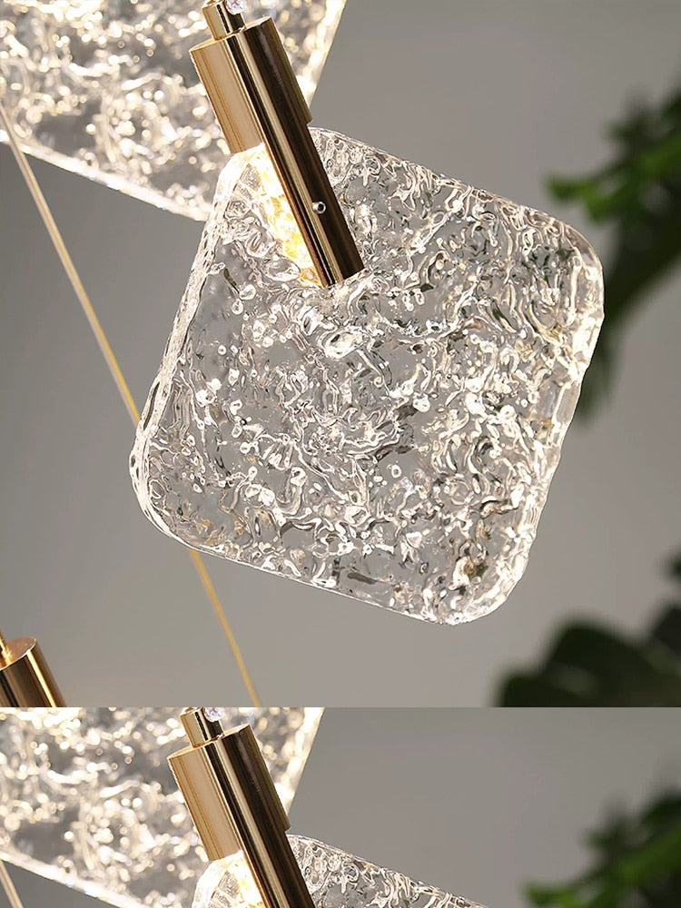Elegant Square Crystal Pendant Chandelier - Modern Ceiling Light Fixture for Dining Room, Living Room & Bedroom Lighting Decor