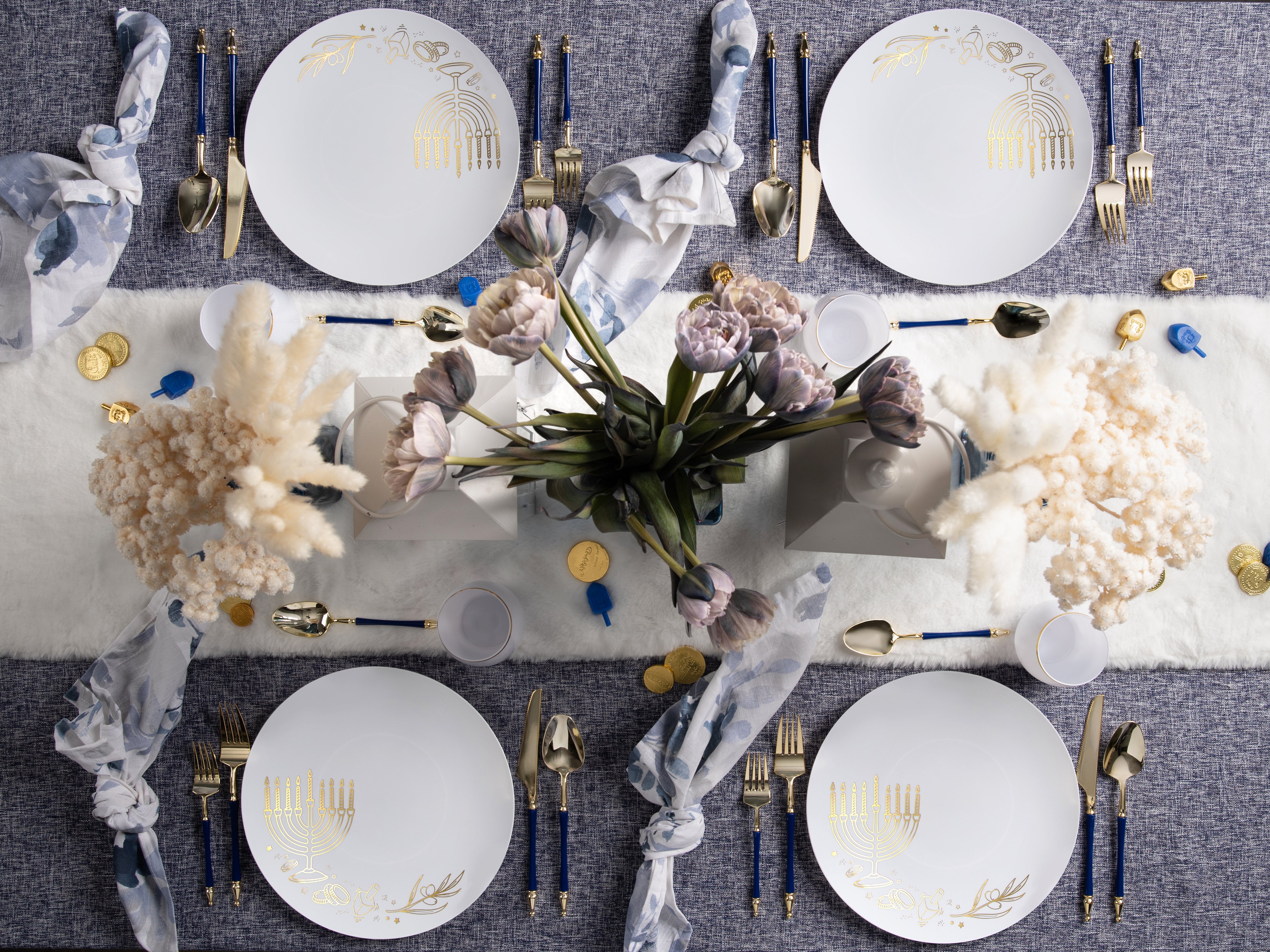 Sophisticate Collection Royal Blue & Gold Flatware Set - 40-Piece (Settings for 8) - Elegant Dinnerware for Formal Dining, Wedding Registry & Holiday Entertaining