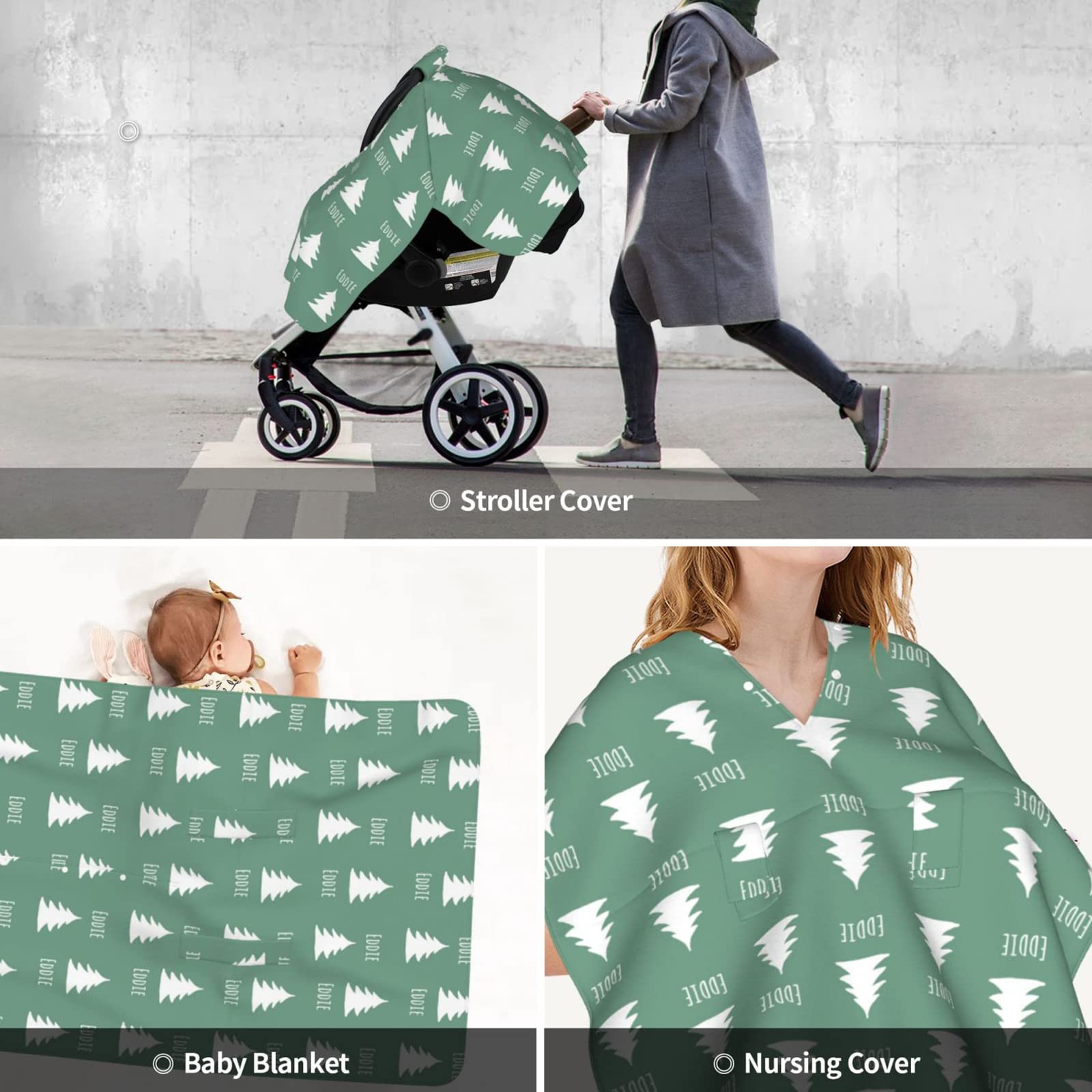 Personalized Baby Car Seat Cover with Name & Cute Icon - Custom Minky Nursing Canopy for Infant Car Seat - Soft Breastfeeding Cover for Boys & Girls - Perfect for Travel, Shopping & Outdoor Protection
