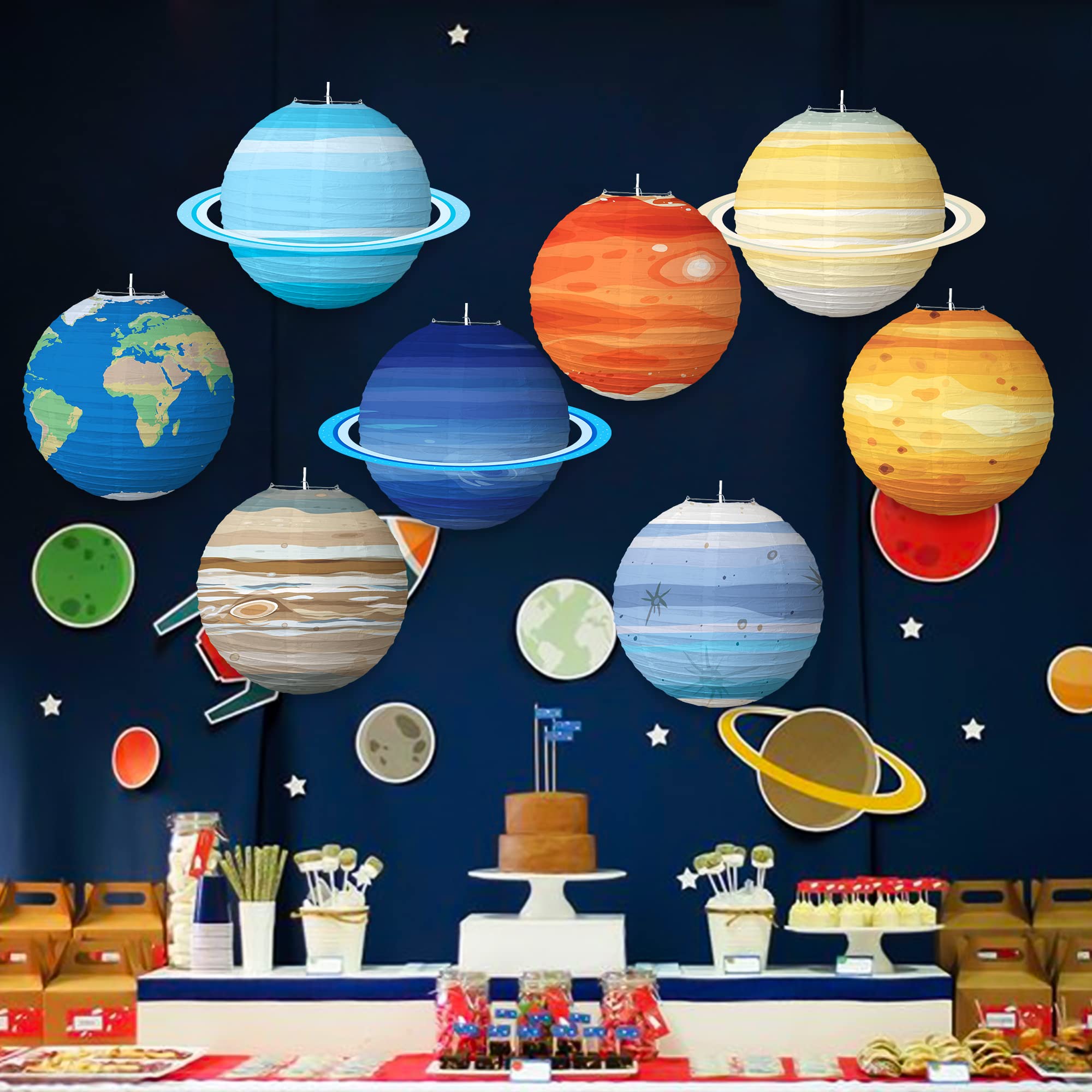 Solar System Lanterns - 8PCS Galaxy Planet Earth Paper Lanterns for Kids Classroom Decor, Science Birthday Party & Outer Space Theme Decorations | Perfect for Bedroom, Nursery, Classroom & Space-Themed Events