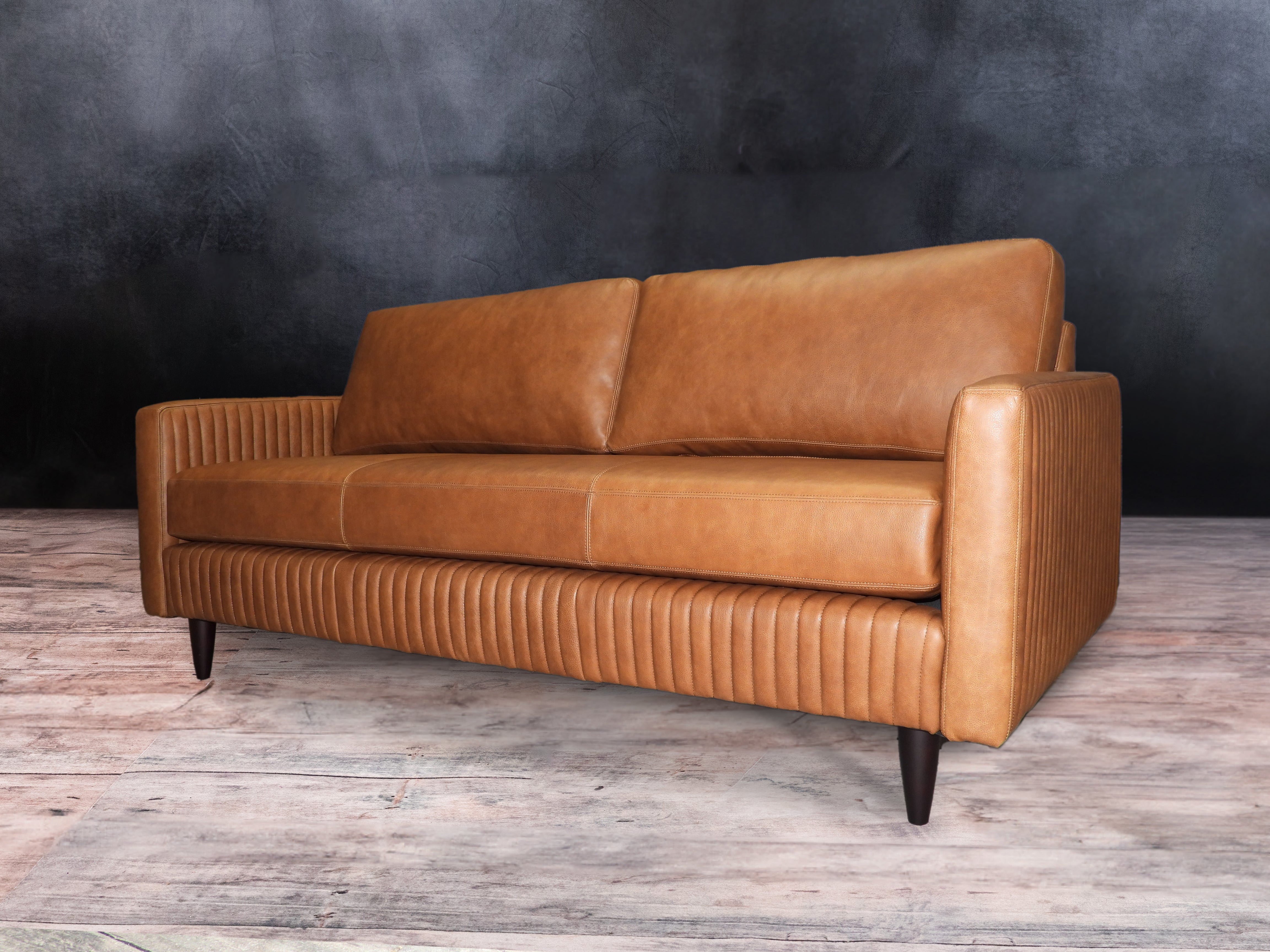 Premium WELLS Genuine Leather Sofa - Modern Luxury Living Room Furniture for Home & Office - Perfect for Relaxing, Entertaining & Stylish Decor