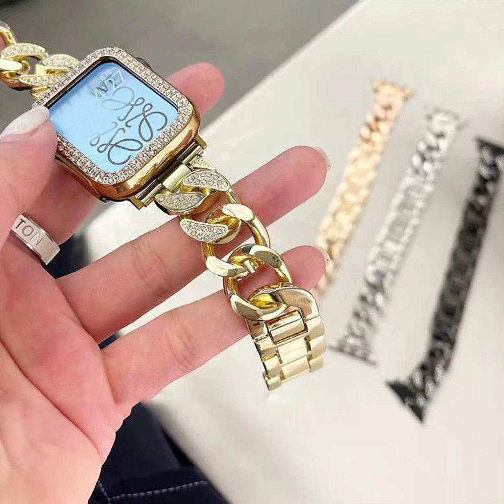 Diamond Chunky Chain Bracelet for Women - 14K Gold Plated Luxury Jewelry Gift for Her | Perfect for Parties, Weddings & Everyday Elegance