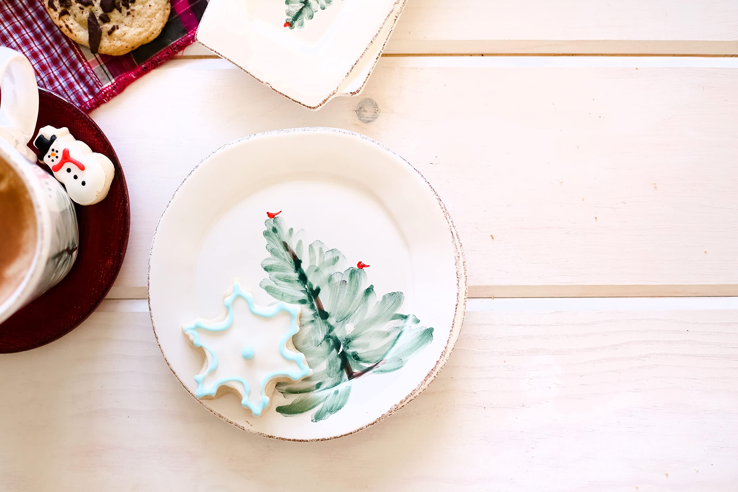Vietri Lastra Holiday Collection Italian Serveware Set - 4 Canape Plates for Elegant Appetizers & Party Entertaining | Perfect for Christmas, Thanksgiving & Hosting Gatherings