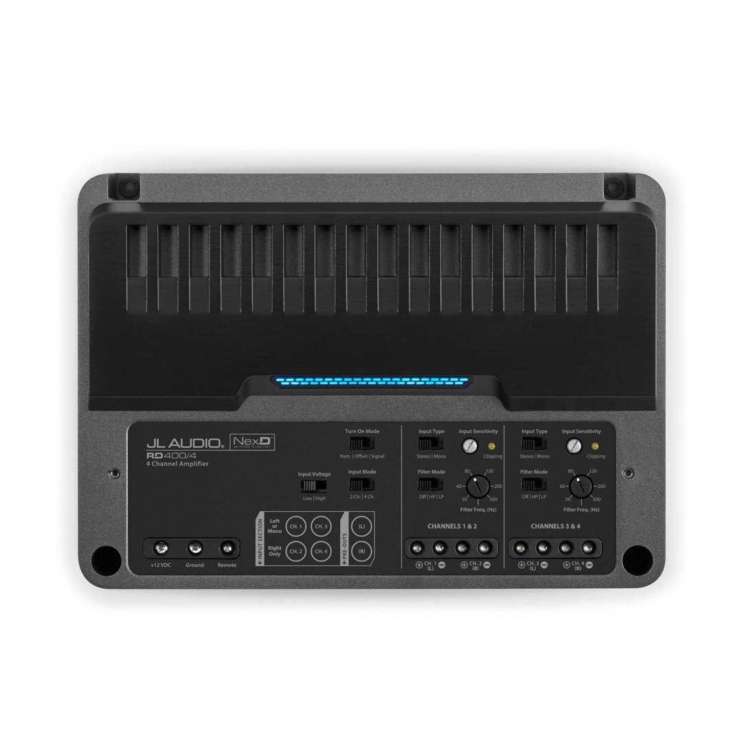 JL Audio RD400/4 400W 4-Channel Class D Full Range Car Amplifier - Premium Sound for Cars, Trucks & Marine Boats | Perfect for Car Audio Upgrades & Marine Stereo Systems