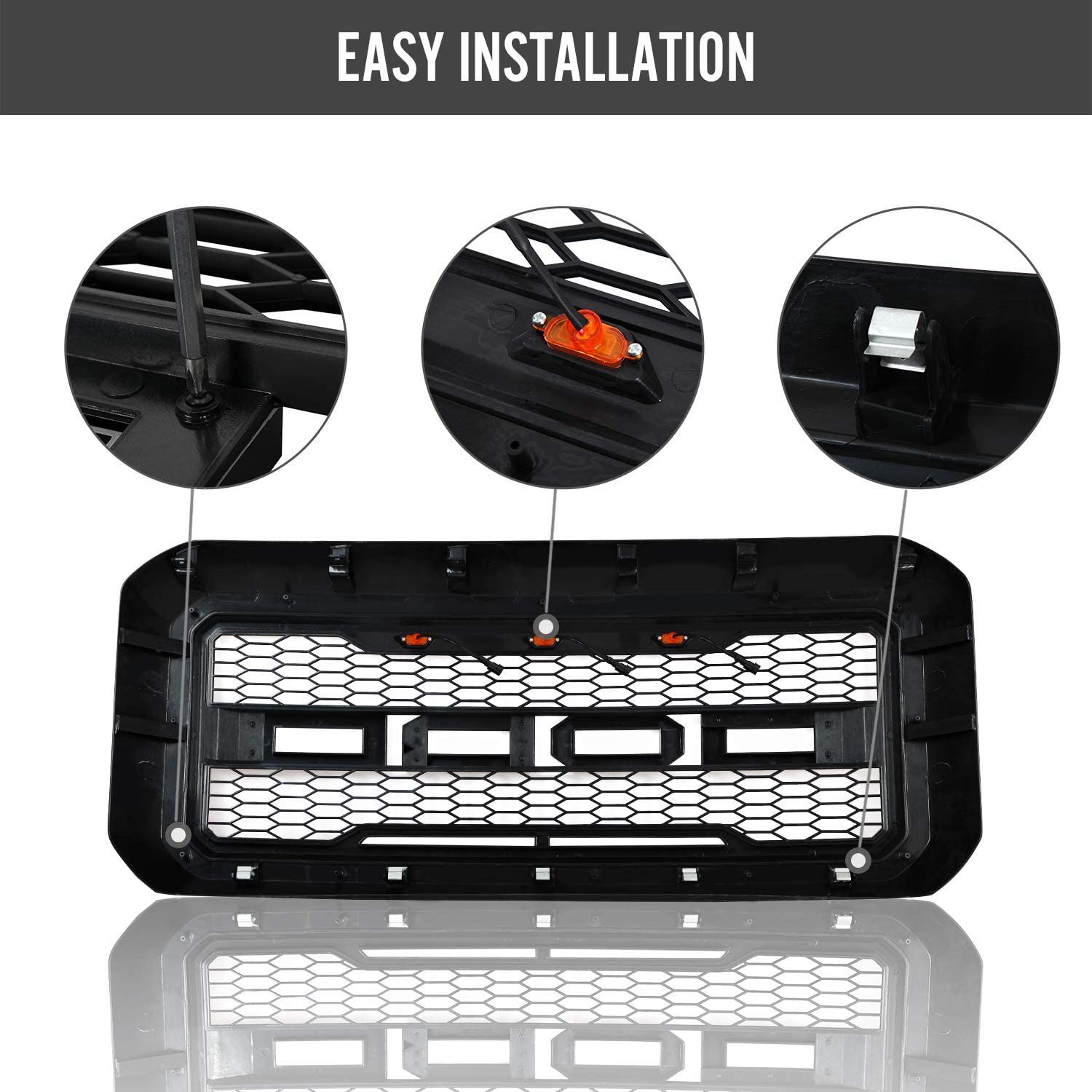2011-2016 Ford F-250 & F-350 Front Bumper Grille Replacement - FG04 Style | Heavy Duty Truck Accessory for Off-Road & Work Use