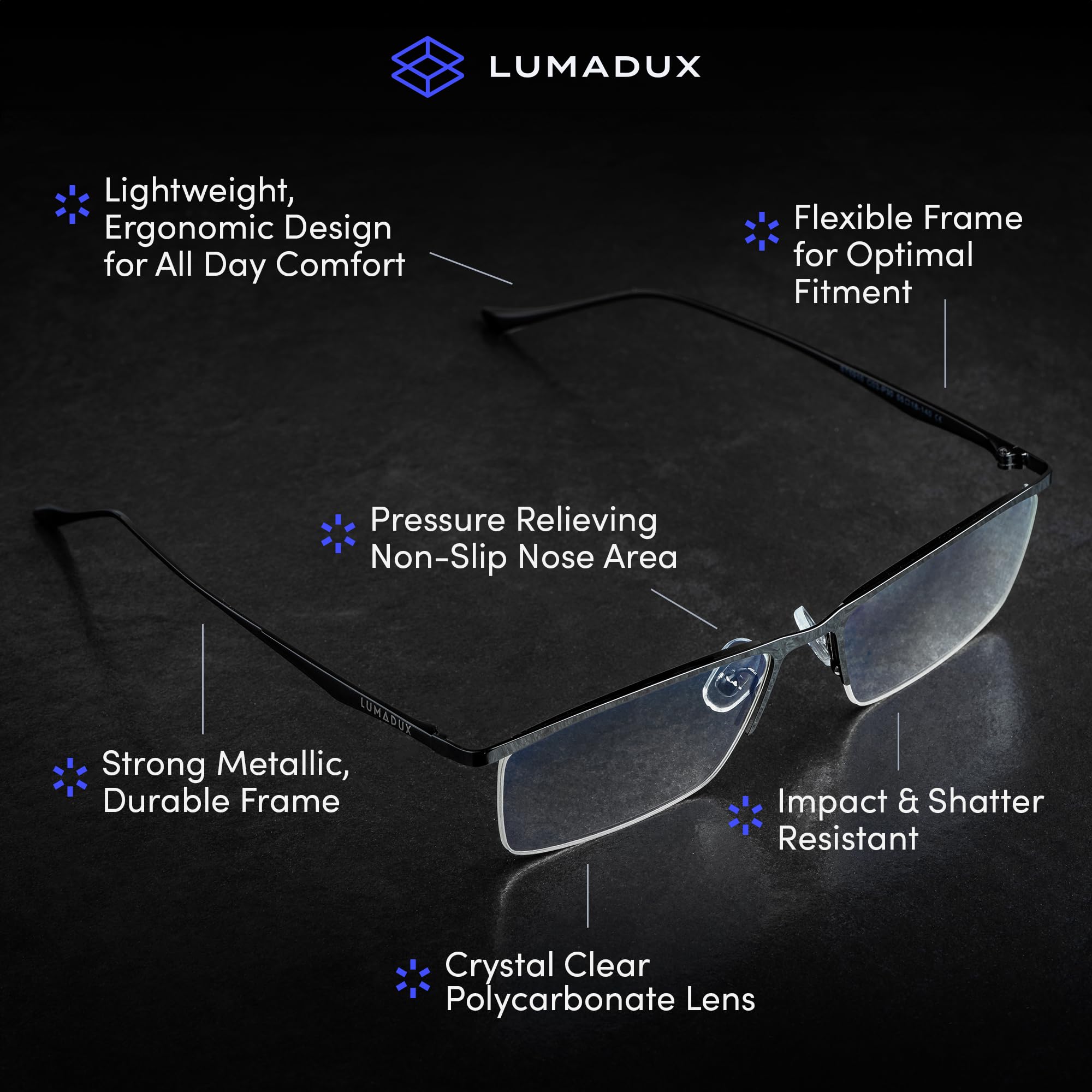 Blue Light Blocking Glasses for Men - Anti Eye Strain, Headache Relief & Clear Vision - Gaming & Reading Computer Glasses for Work, Study & Screen Time Protection