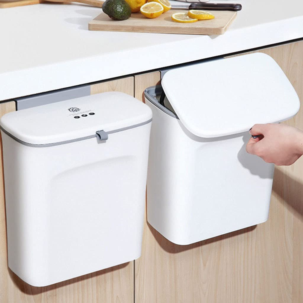 7L Hanging Trash Can for Kitchen, Bathroom & Living Room - Space-Saving Indoor Garbage Bin with Cabinet Door Mount - Perfect for Small Spaces & Creative Storage Solutions