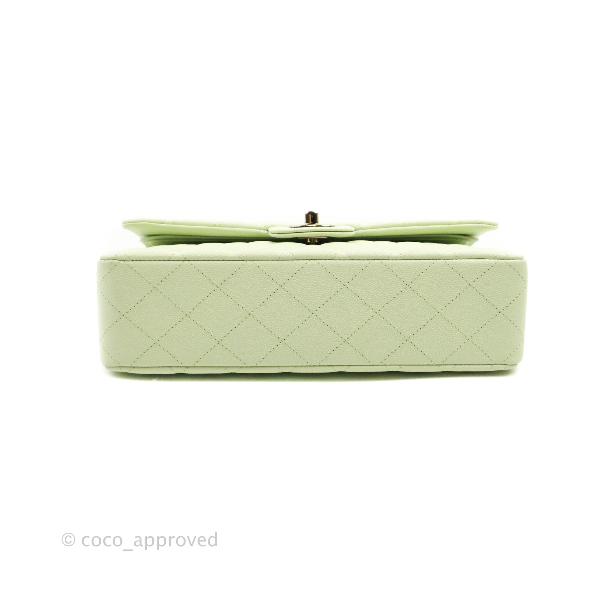 Chanel Classic M/L Medium Flap Bag in Quilted Avocado Green Caviar Leather with Gold Hardware - Luxury Handbag for Women, Perfect for Parties, Work & Everyday Use