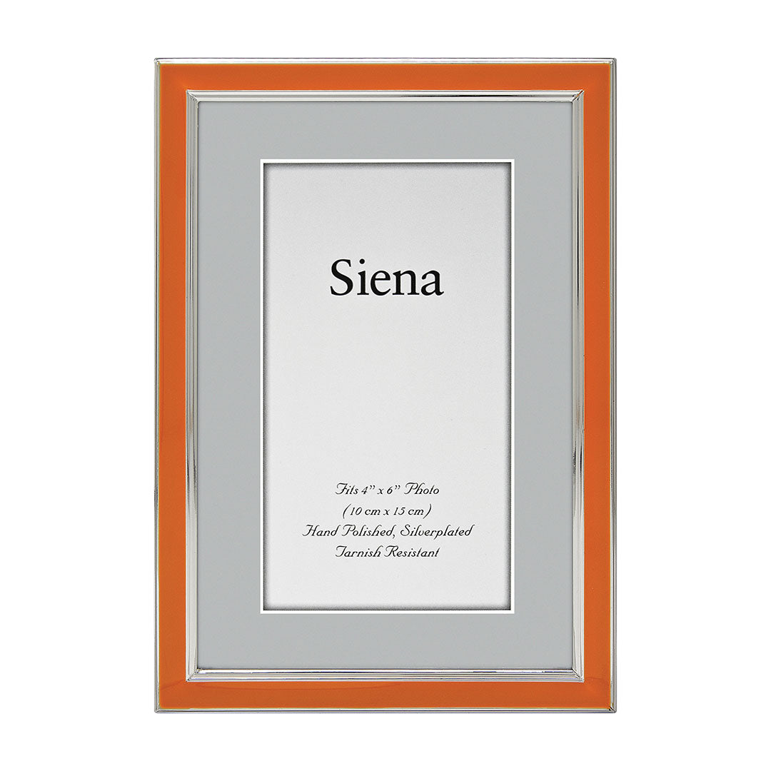 4x6 Orange Enamel Silver Plated Photo Frame - Perfect for Wall Decor, Tabletop Displays & Gift Giving