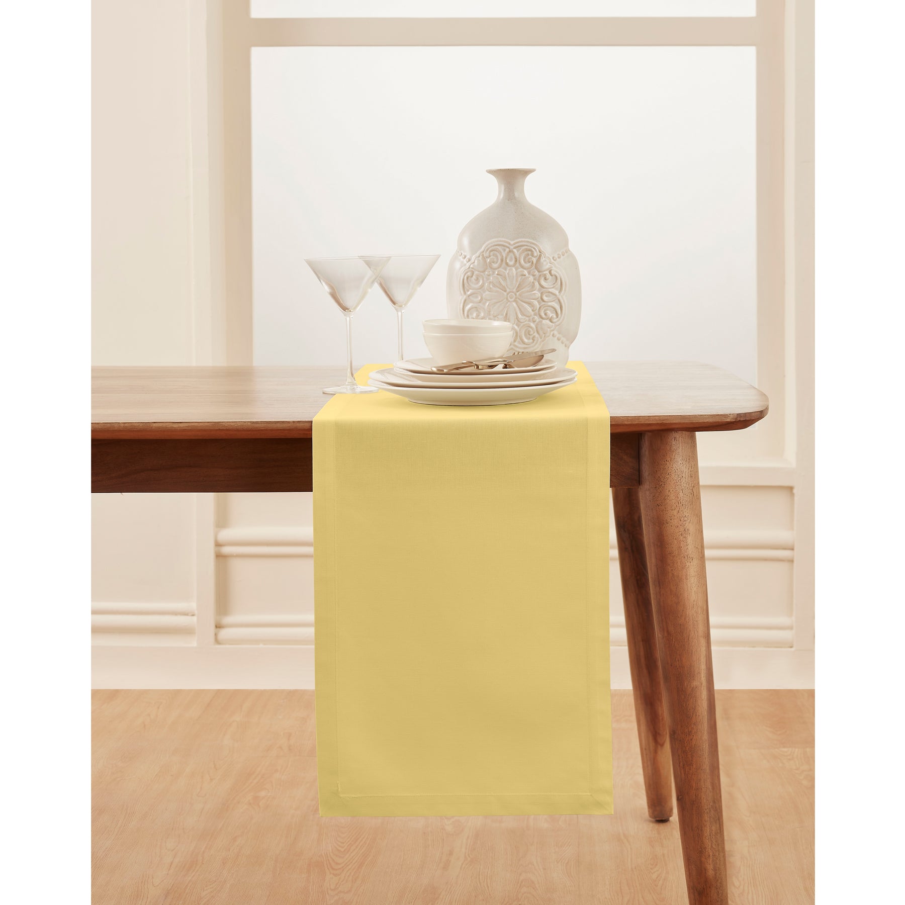 Premium Dru Cotton Linen Table Runner - Elegant Dining Table Decor for Weddings, Parties & Home Decor - Washable & Wrinkle-Resistant