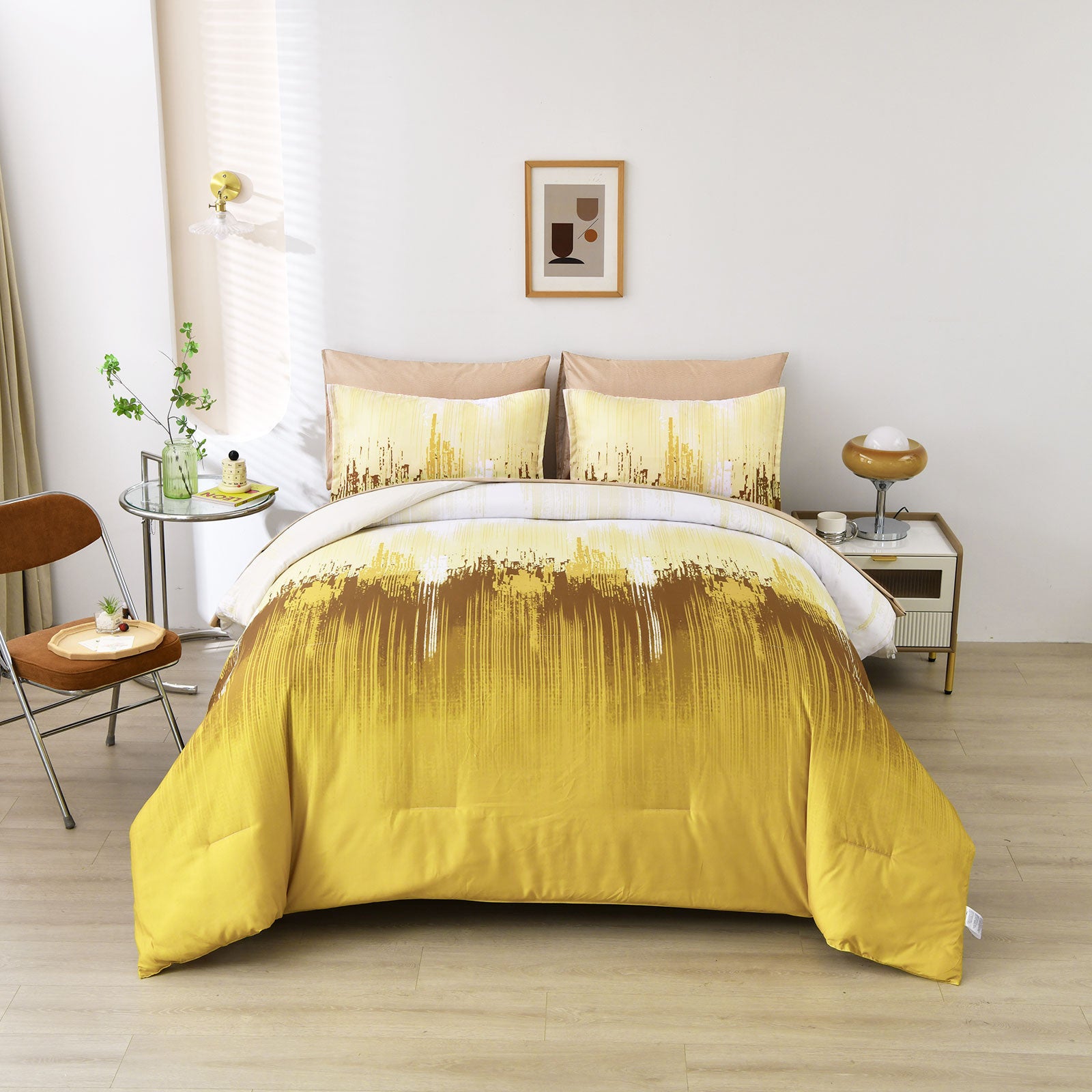 Floral Stripes Comforter Set King Size - 3 Piece Luxury Bedding with Pillowcases | Soft & Cozy Duvet Cover for Master Bedroom, Guest Room & Dorm Decor