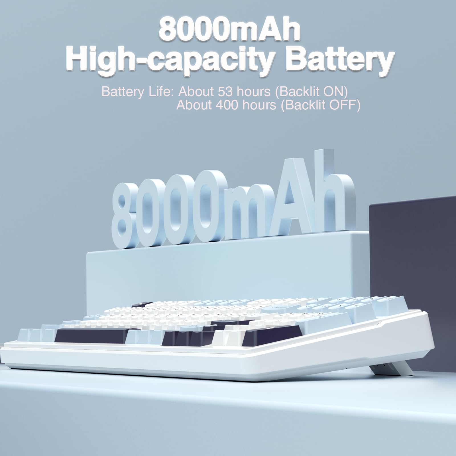 AULA F99 Wireless Mechanical Gaming Keyboard - Hot Swappable Custom Keyboard with Pre-Lubed Linear Switches, Gasket Mount Structure, RGB Backlit for PC/Mac (Blue & White) - Perfect for Gaming, Typing & Office Work