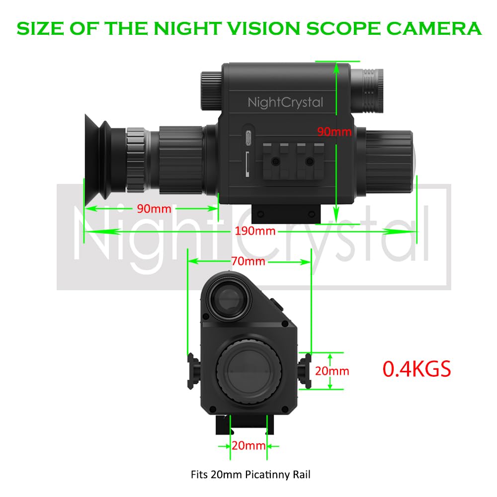 1080P HD Tactical Hunting Night Vision Scope with Built-in IR Flashlight, OLED Screen, DVR & Adjustable Crosshairs - Perfect for Night Hunting, Wildlife Observation & Security Surveillance