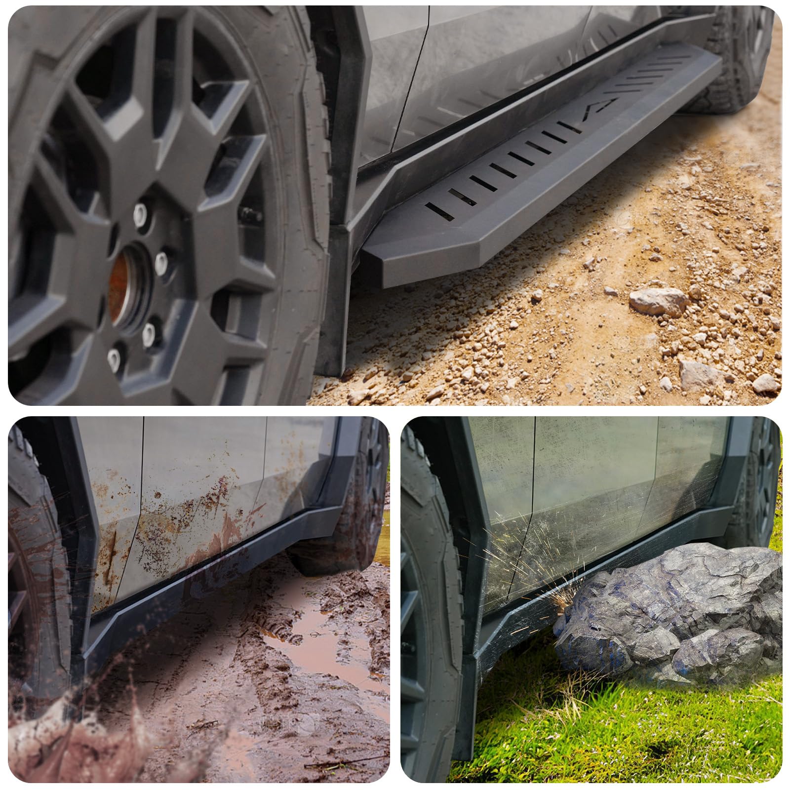 Premium Running Boards & Side Steps for Tesla Cybertruck - 2PC Heavy Duty Nerf Bars with Exterior Brackets | Off-Road Protection & Stylish Accessories for Adventure & Daily Driving