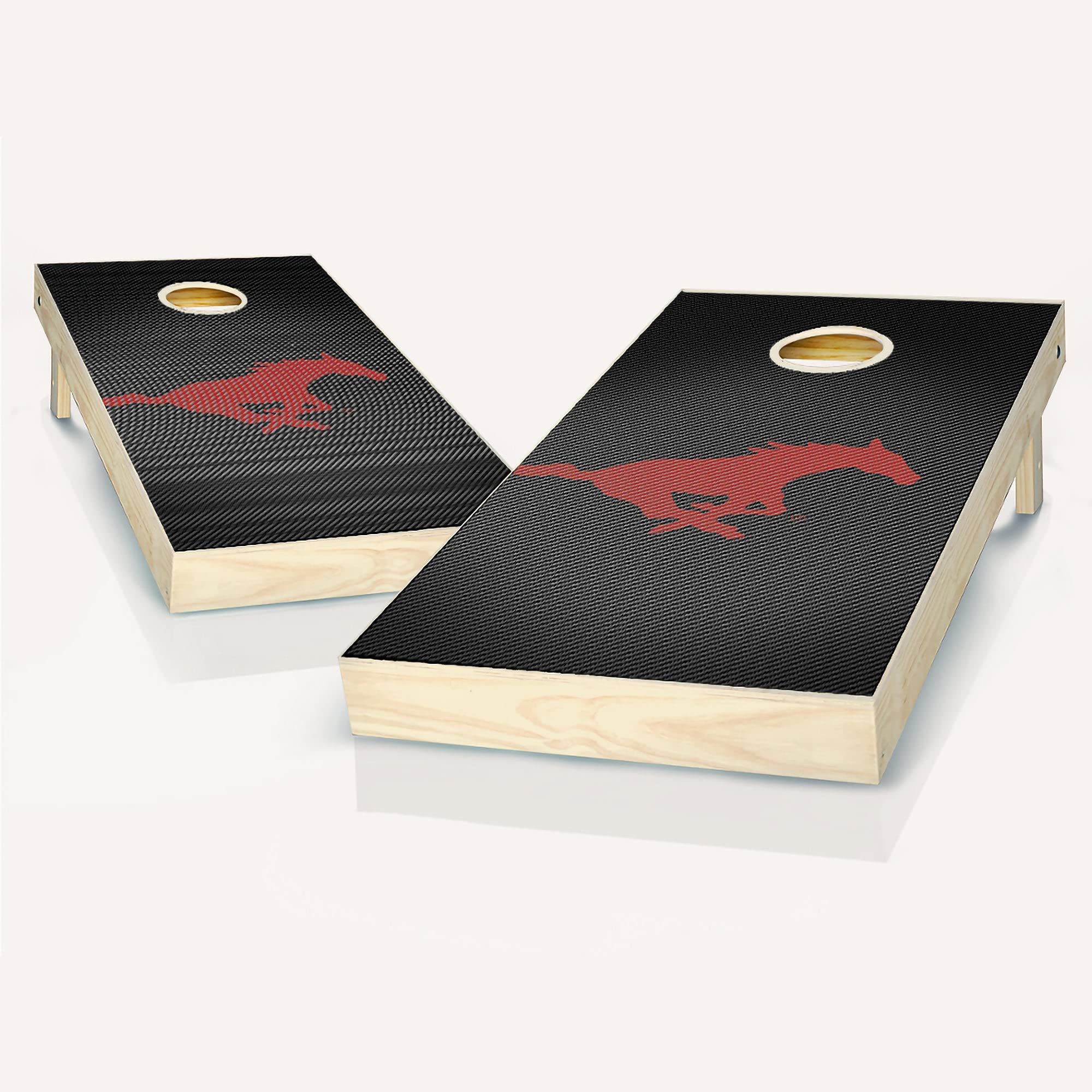 Premium SMU Slanted Cornhole Game Set - 2 Wooden Boards & 8 Bean Bags for Outdoor Lawn Games, Tailgating, Backyard Parties and BBQ Gatherings