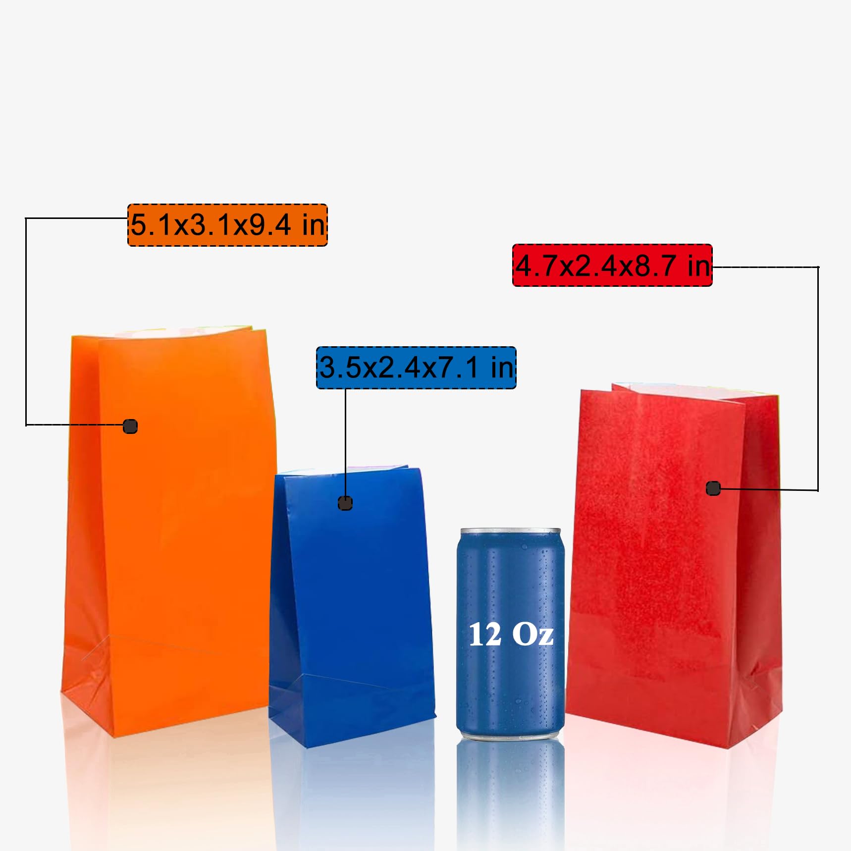 KEYYOOMY 24-Pack Small Orange Paper Bags - 9.4 x 5.1 x 3.1 Inch Party Favor Bags for Weddings, Birthdays & Events | Eco-Friendly Lunch Bags, Goodie Bags, Halloween Treat Bags & Gift Packaging