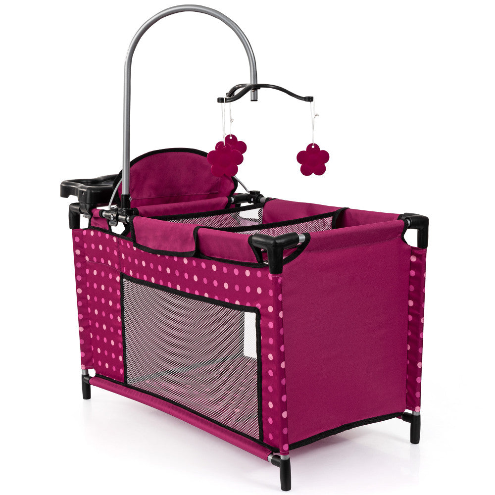 Bayer Design Dolls Playpen - Hot Pink with Dots & Fairy Theme for 18