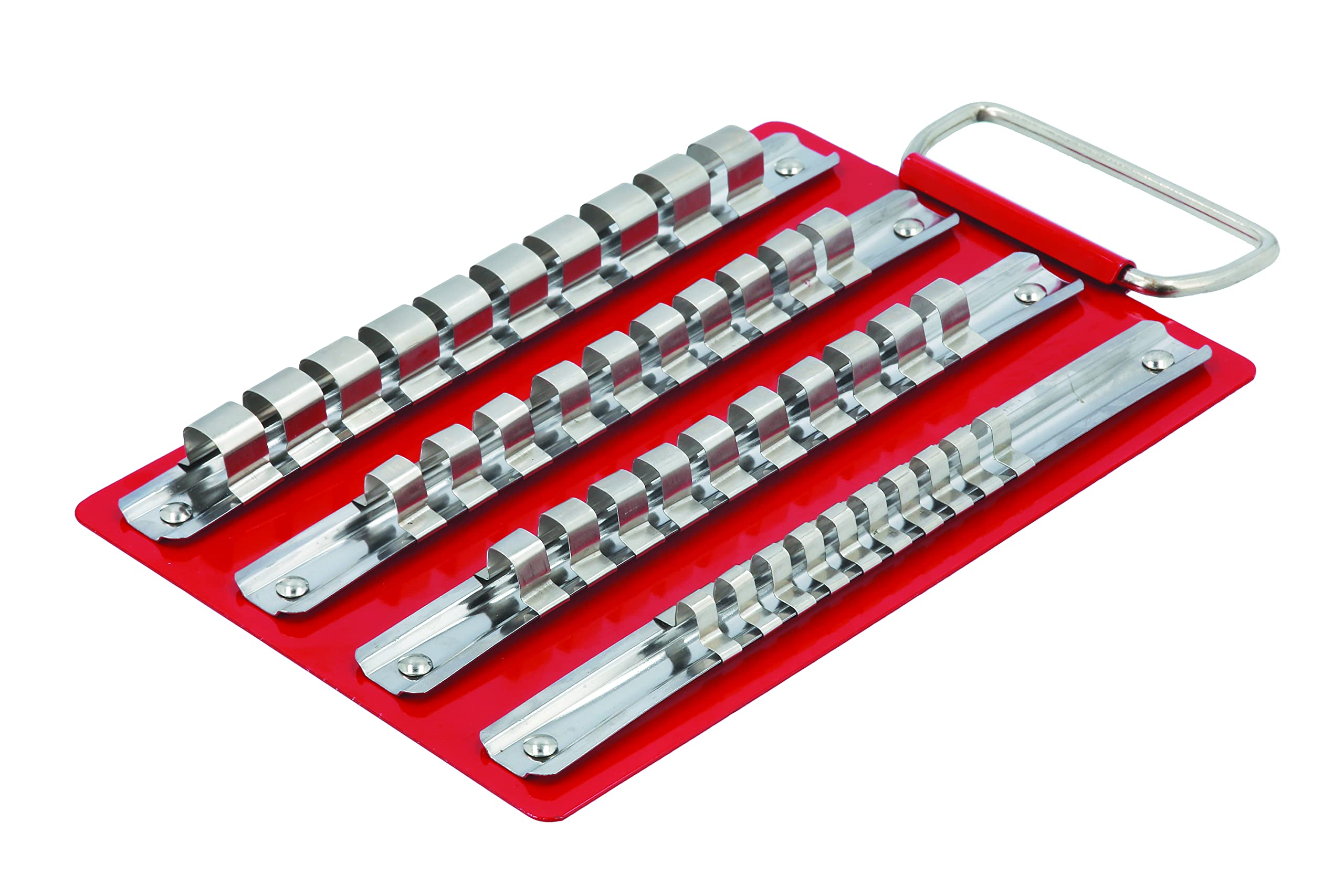 Laser 2789 Small Red Socket Rail Rack - Organize & Store Sockets for Automotive & DIY Tool Kits
