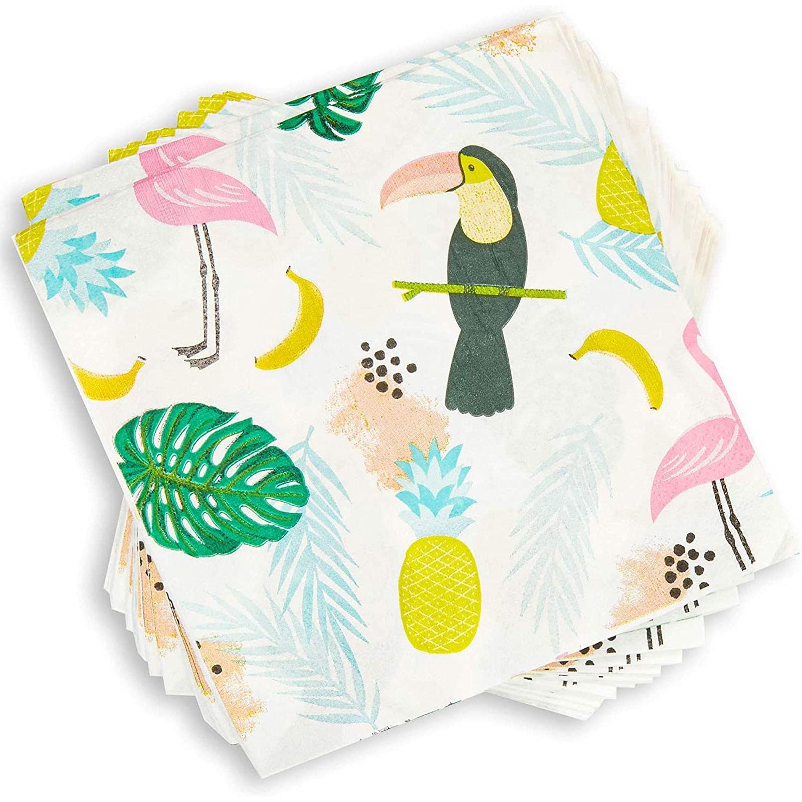Vibrant Tropical Paper Napkins for Birthday Party - 6.5 x 6.5 Inch, 100 Count - Hawaiian Luau & Beach Themed Decorations - Perfect for Summer BBQs, Pool Parties & Tropical Celebrations