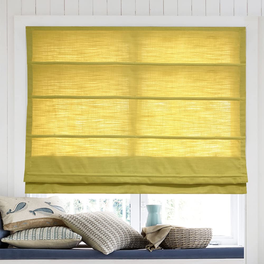 LANTIME Cordless Roman Shades Window Blinds - Custom Blackout Yellow Fabric Shades for Windows & Doors | Elegant Home Decor, Perfect for Living Room & Bedroom Privacy